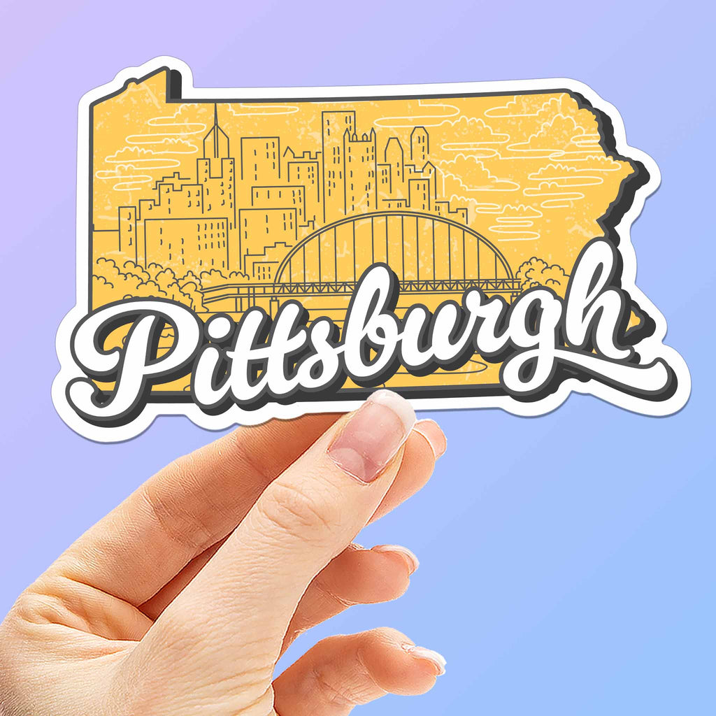 Retro Pittsburgh PA Map Sticker - PGH Pennsylvania Decal