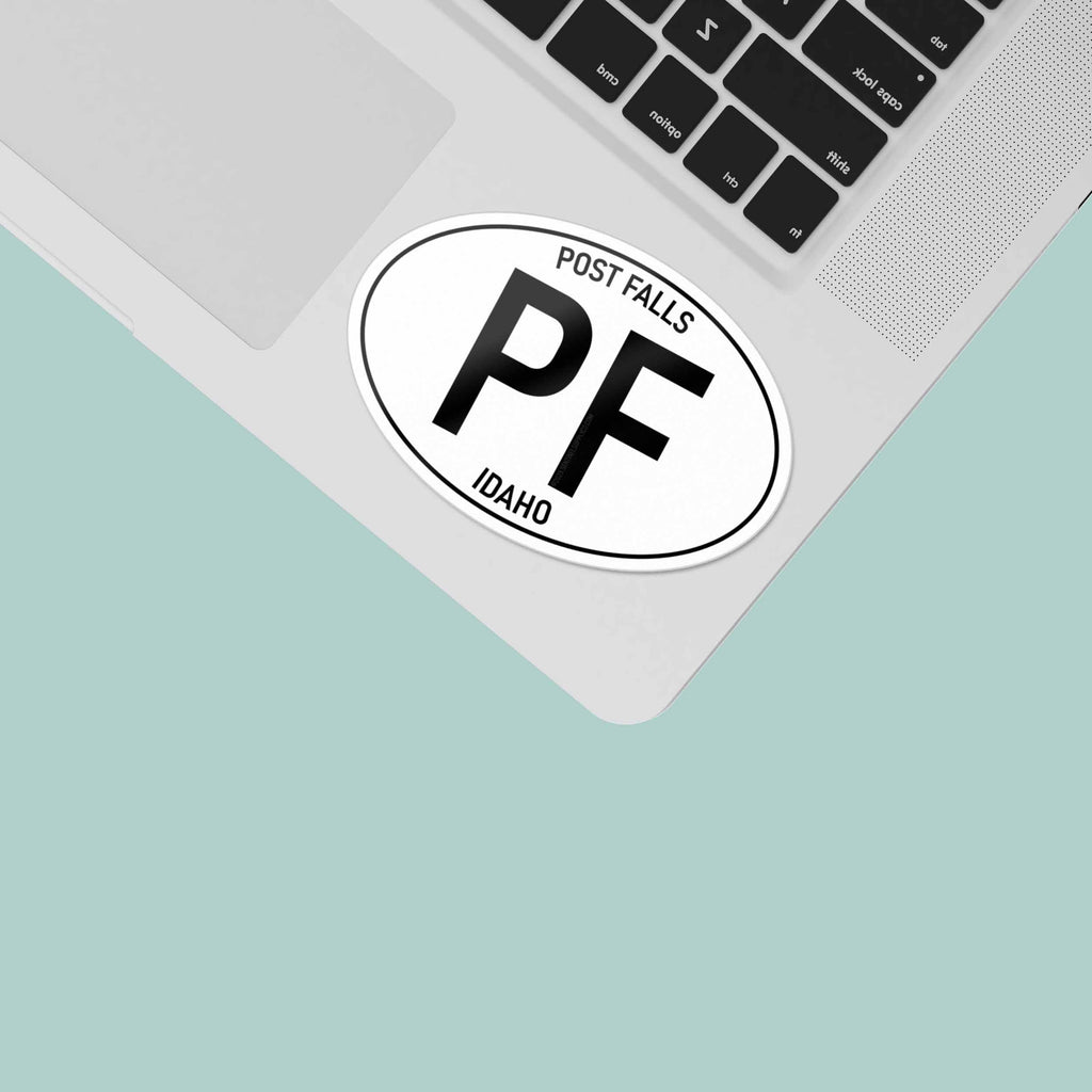 Post Falls North Idaho White Oval Bumper Sticker