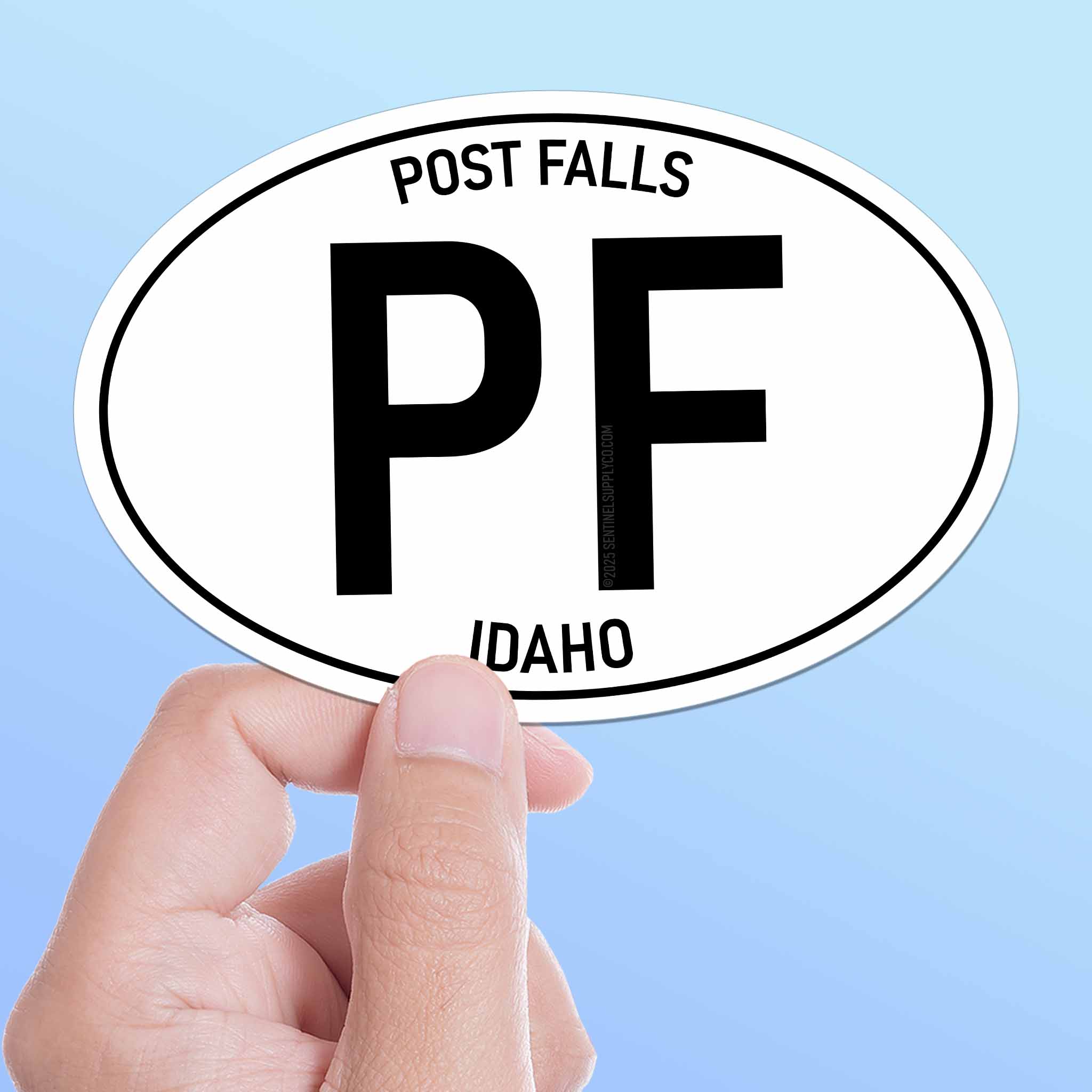 Post Falls North Idaho White Oval Bumper Sticker