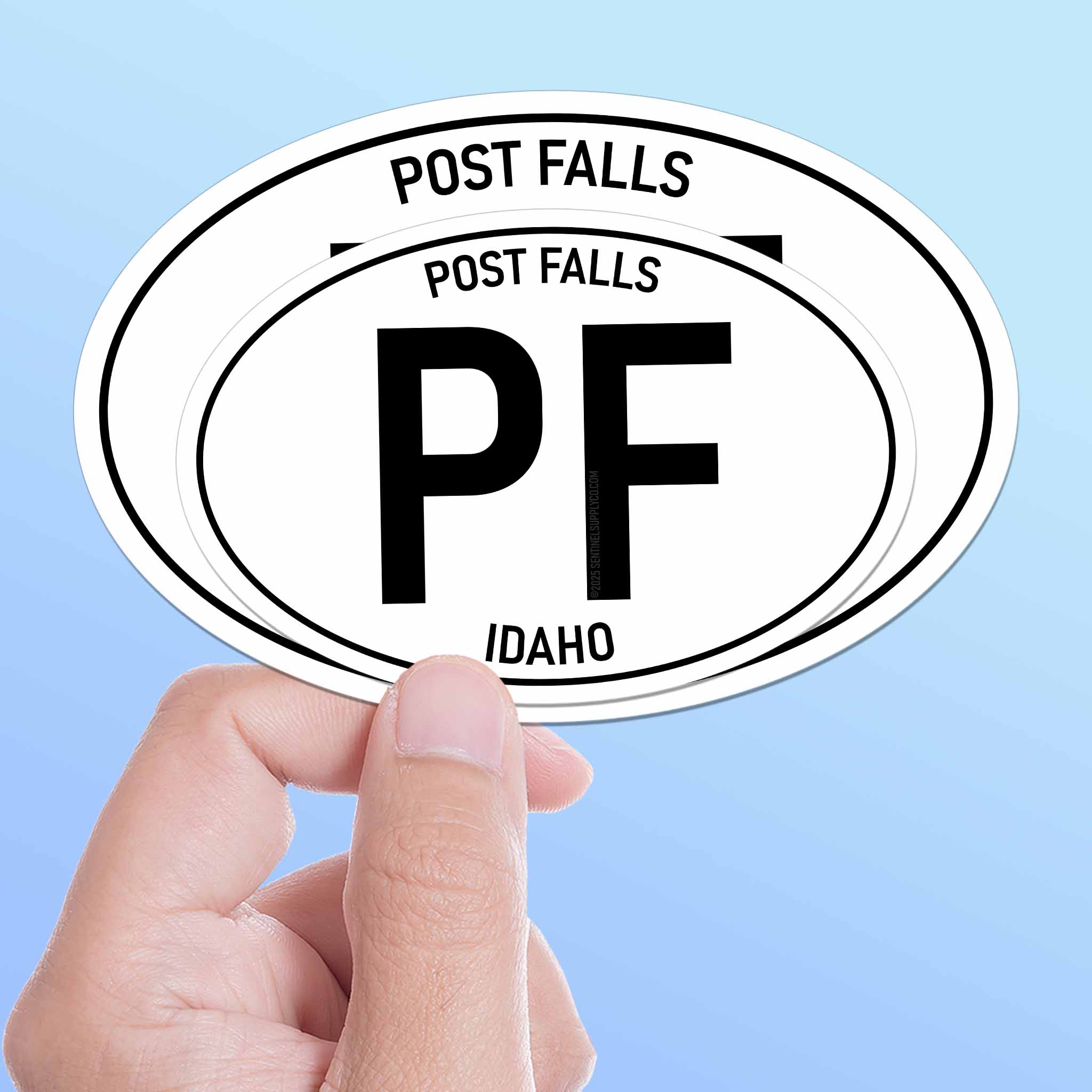 Post Falls North Idaho White Oval Bumper Sticker