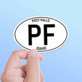 Post Falls North Idaho White Oval Bumper Sticker