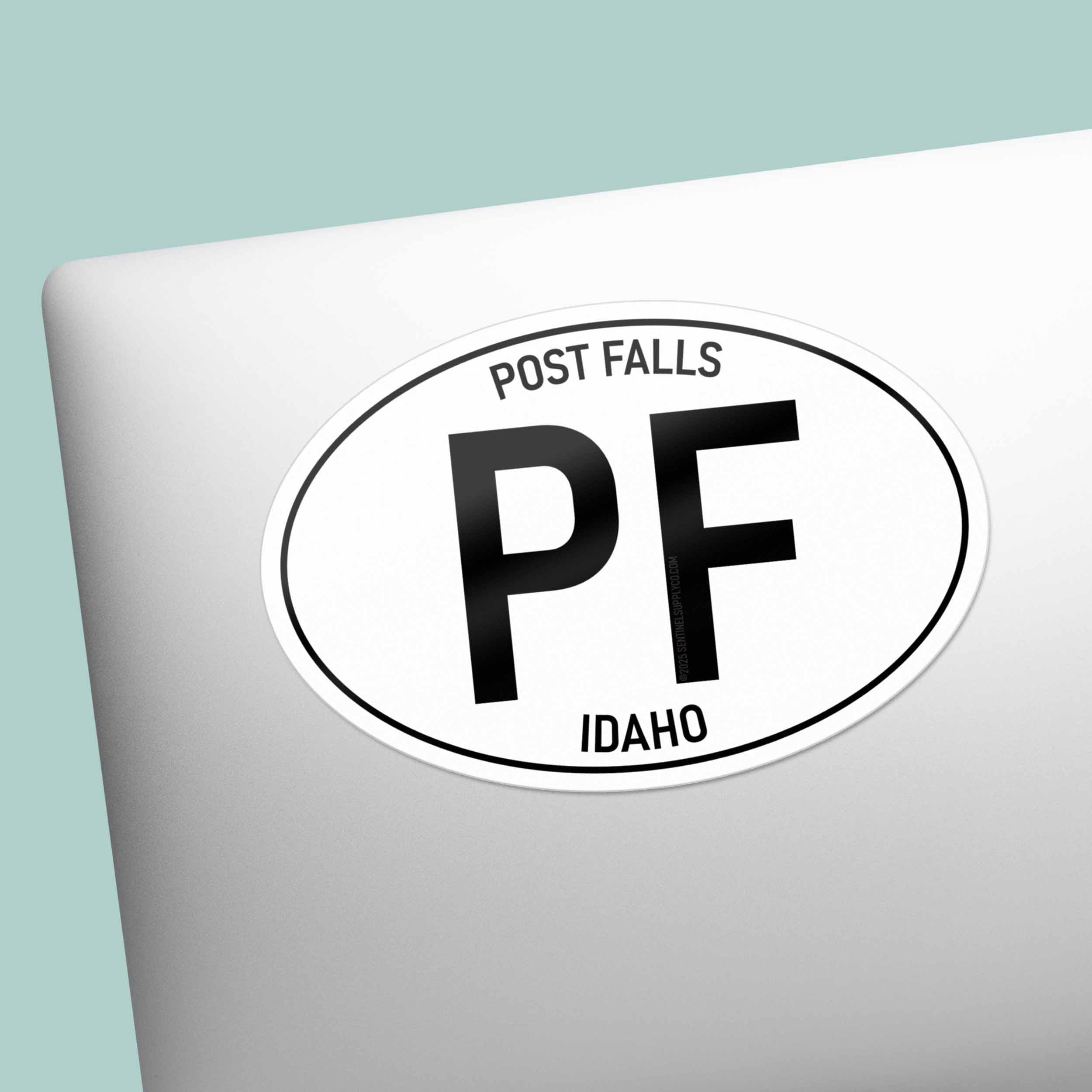 Post Falls North Idaho White Oval Bumper Sticker