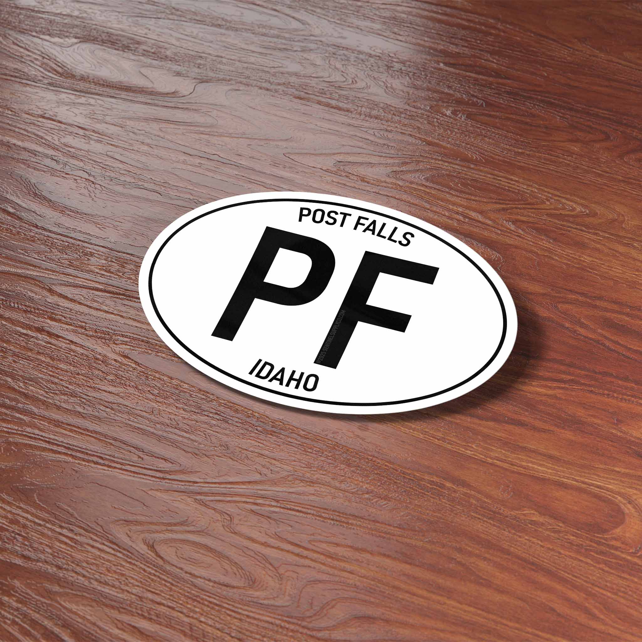 Post Falls North Idaho White Oval Bumper Sticker
