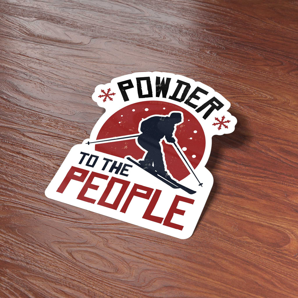 Powder to the People Funny Skiing Bumper Sticker