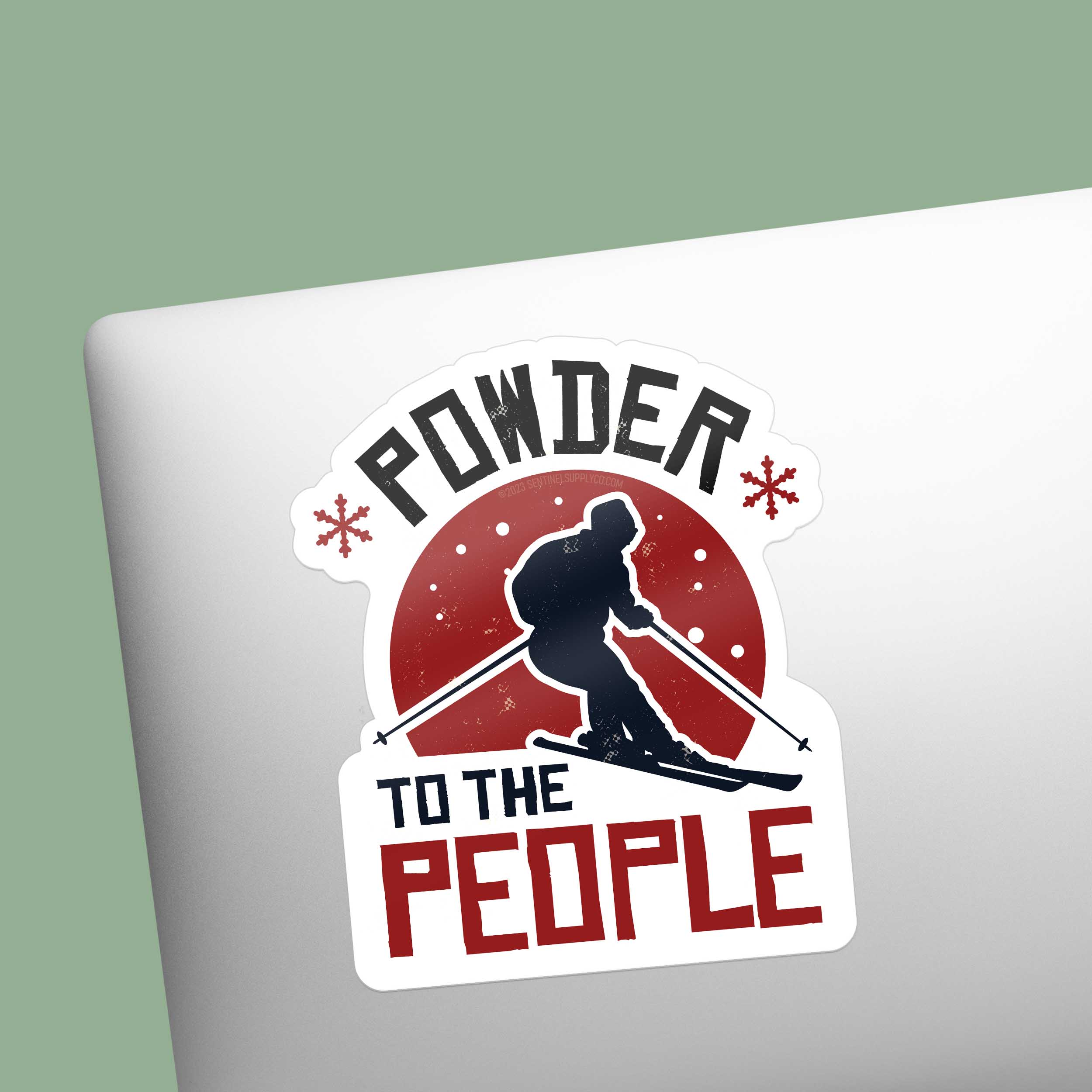 Powder to the People Funny Skiing Bumper Sticker