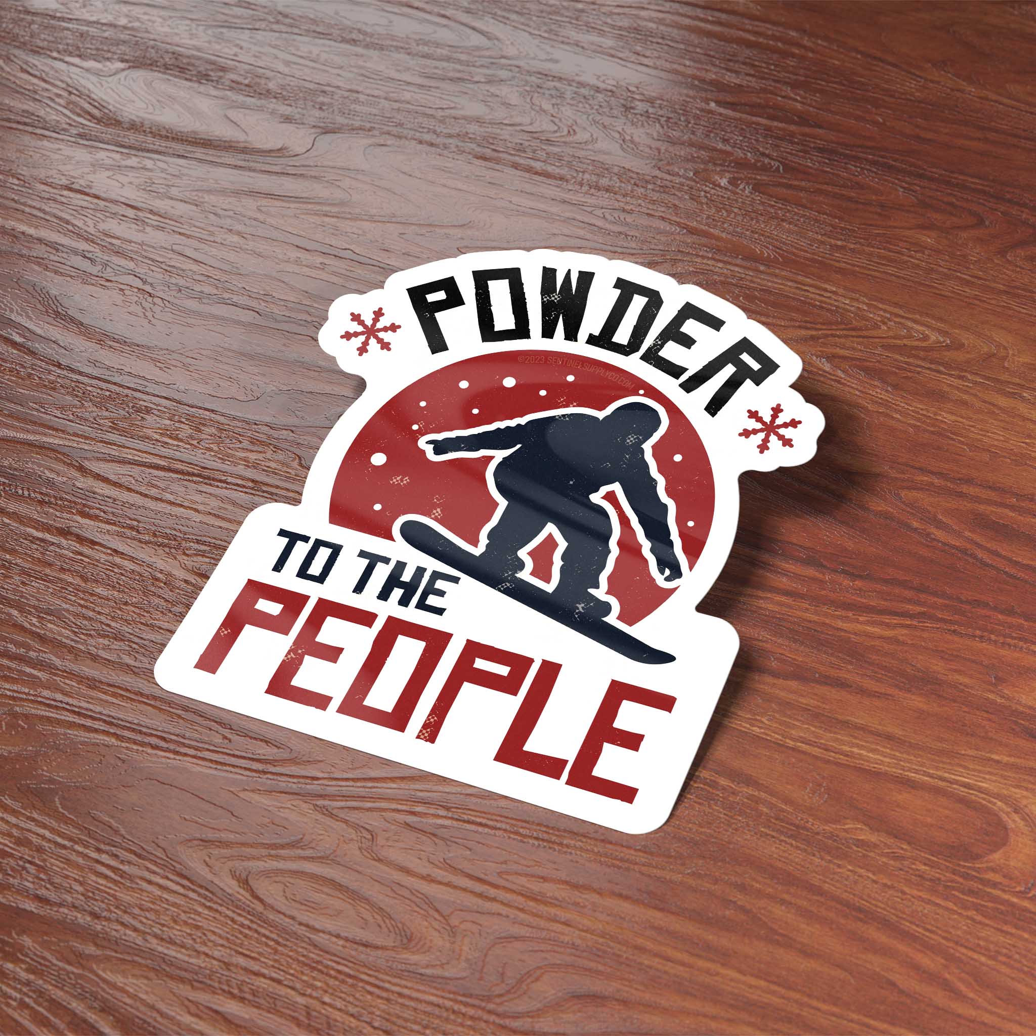Powder to the People Funny Snowboarding Bumper Sticker