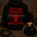 Rebel Family Outlaw Bloodline Hoodie – Red Skull Country Apparel Pullover, Southern & Edgy Streetwear, Unisex