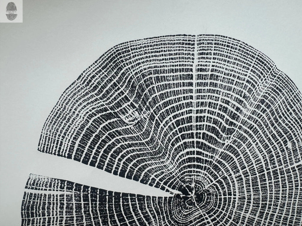 Red Oak Tree Ring Print – Spartanburg County, SC – 18x24 Original Signed Woodcut