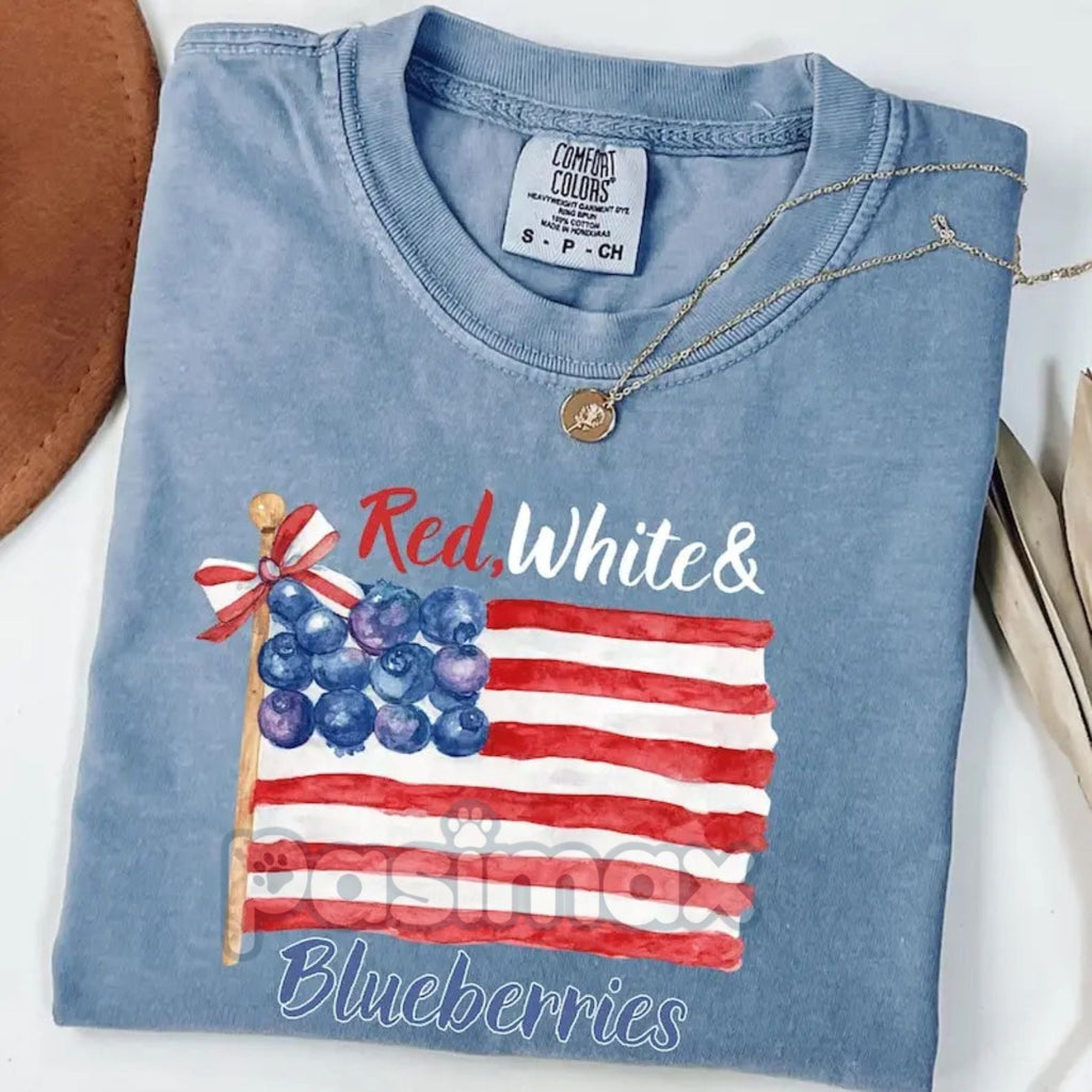'Red, White and Blueberries' Comfort Colors T-Shirt – The Inflation Budget Tee, He Inspired Economic Statement, USA Flag Satire