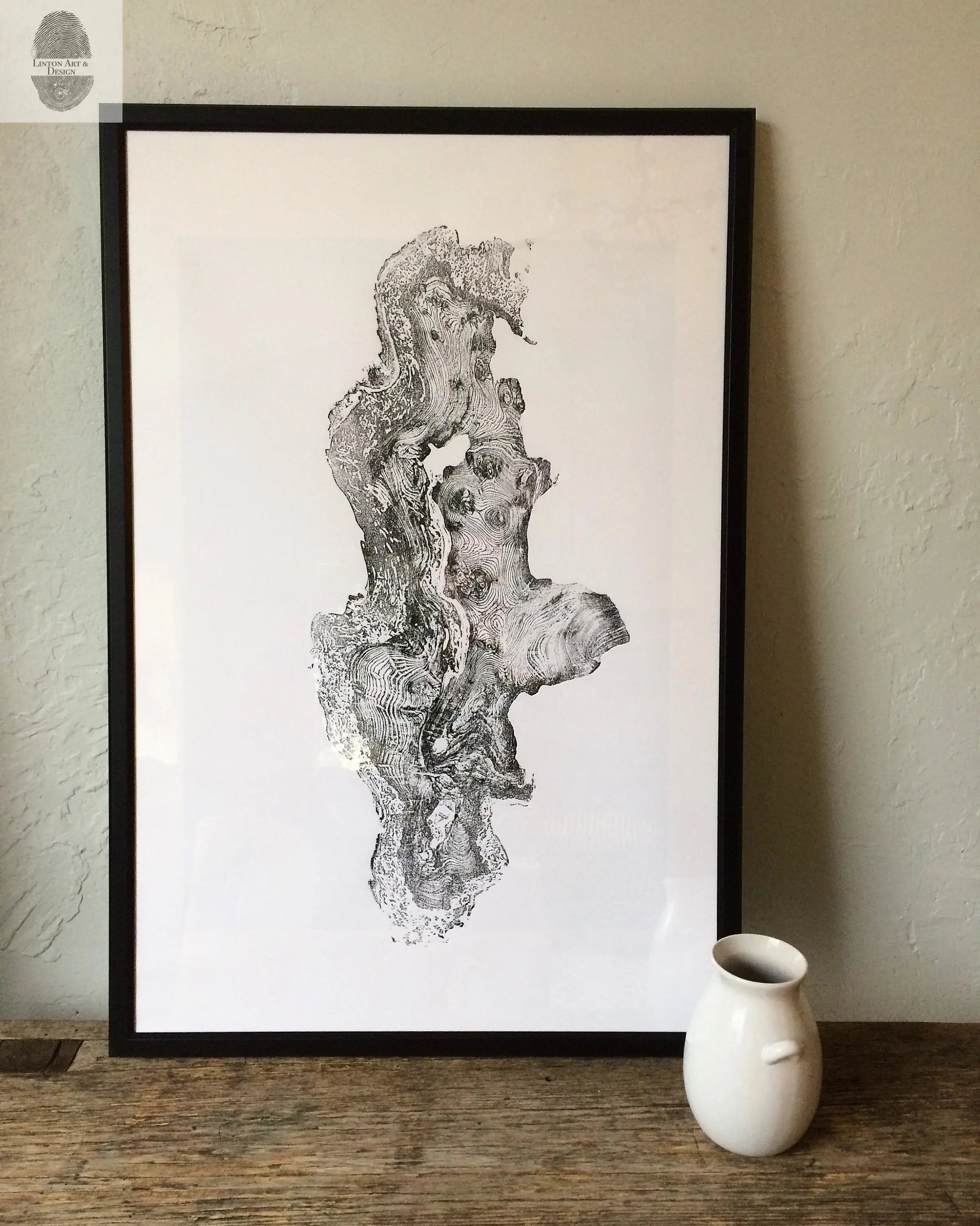 Redwood Burl, Tree Ring Print, Woodcut print, Tree of Life, , 24x36 print, Signed original Print
