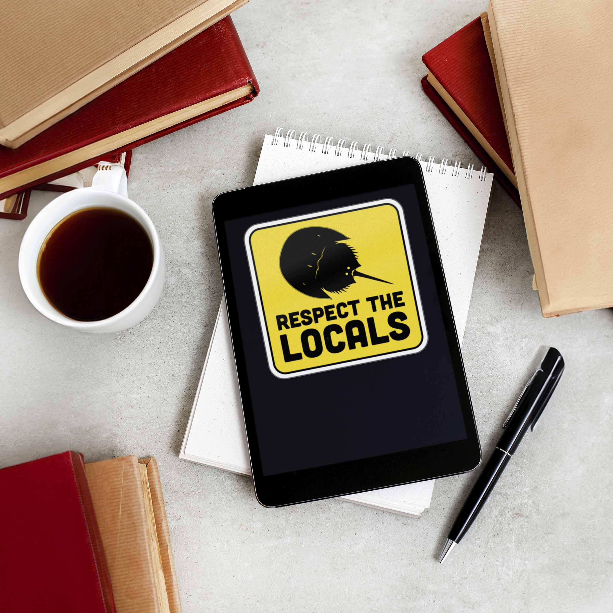 Respect the Locals Horseshoe Crab Sticker - Funny Beach Decal