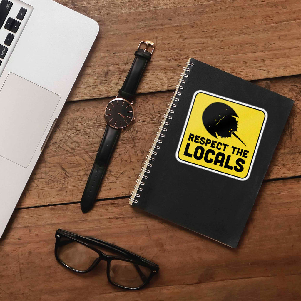 Respect the Locals Horseshoe Crab Sticker - Funny Beach Decal