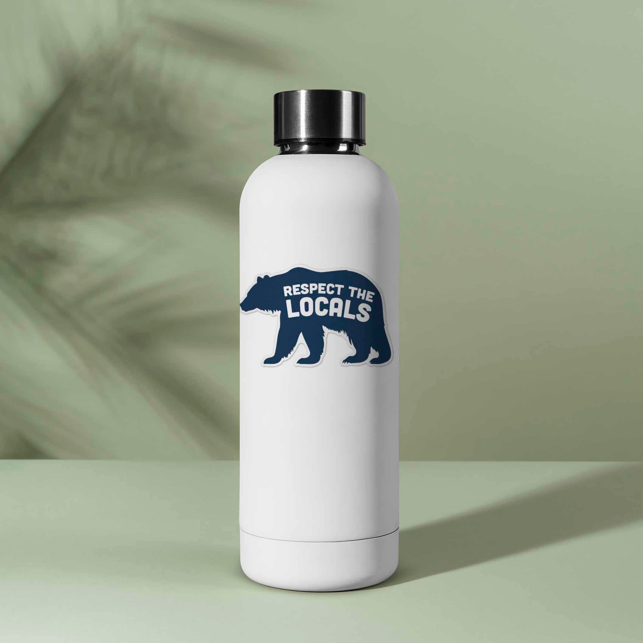 Blue Respect the Locals Bear Sticker - Funny Nature Decal