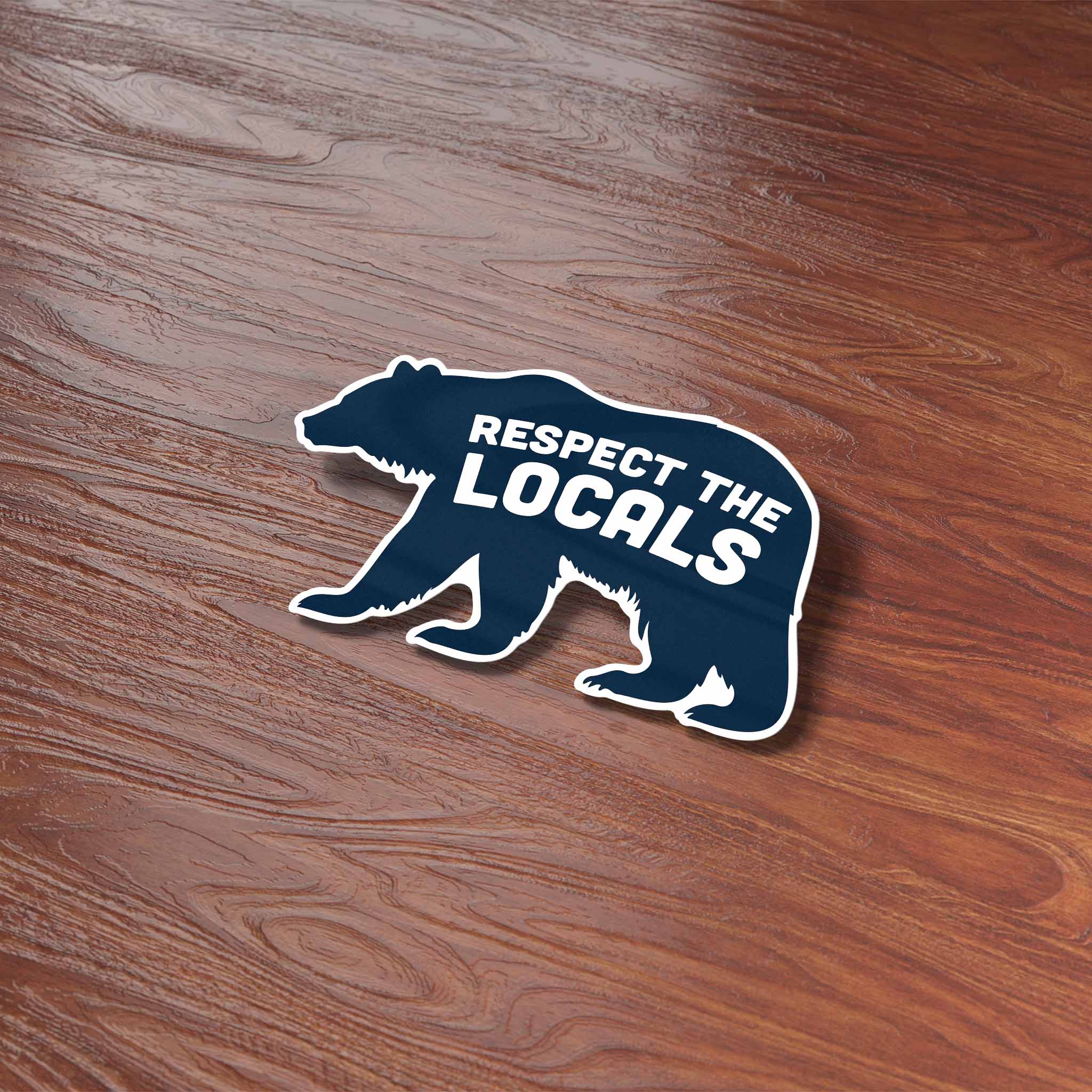 Blue Respect the Locals Bear Sticker - Funny Nature Decal