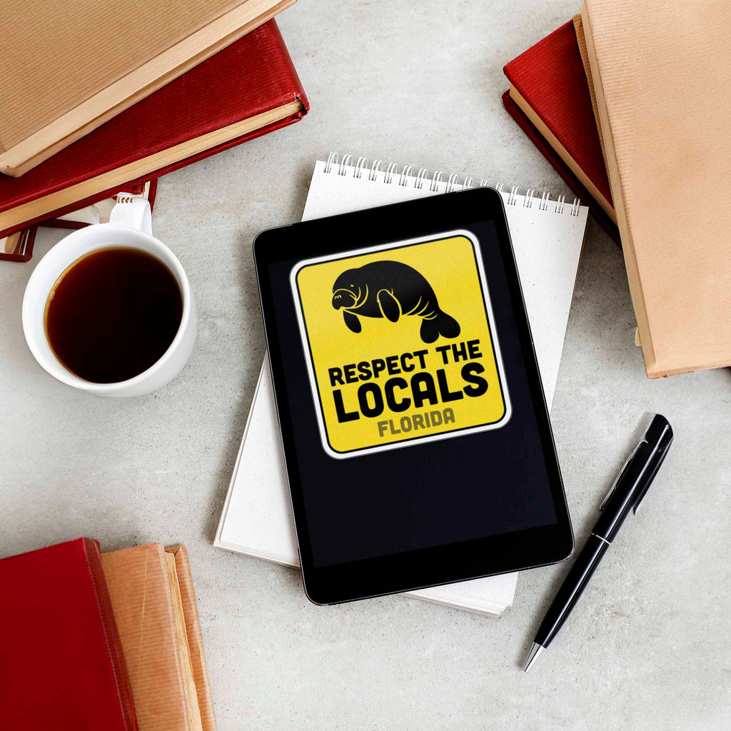 Florida Respect the Locals Manatee Sticker - Cute FL Decals