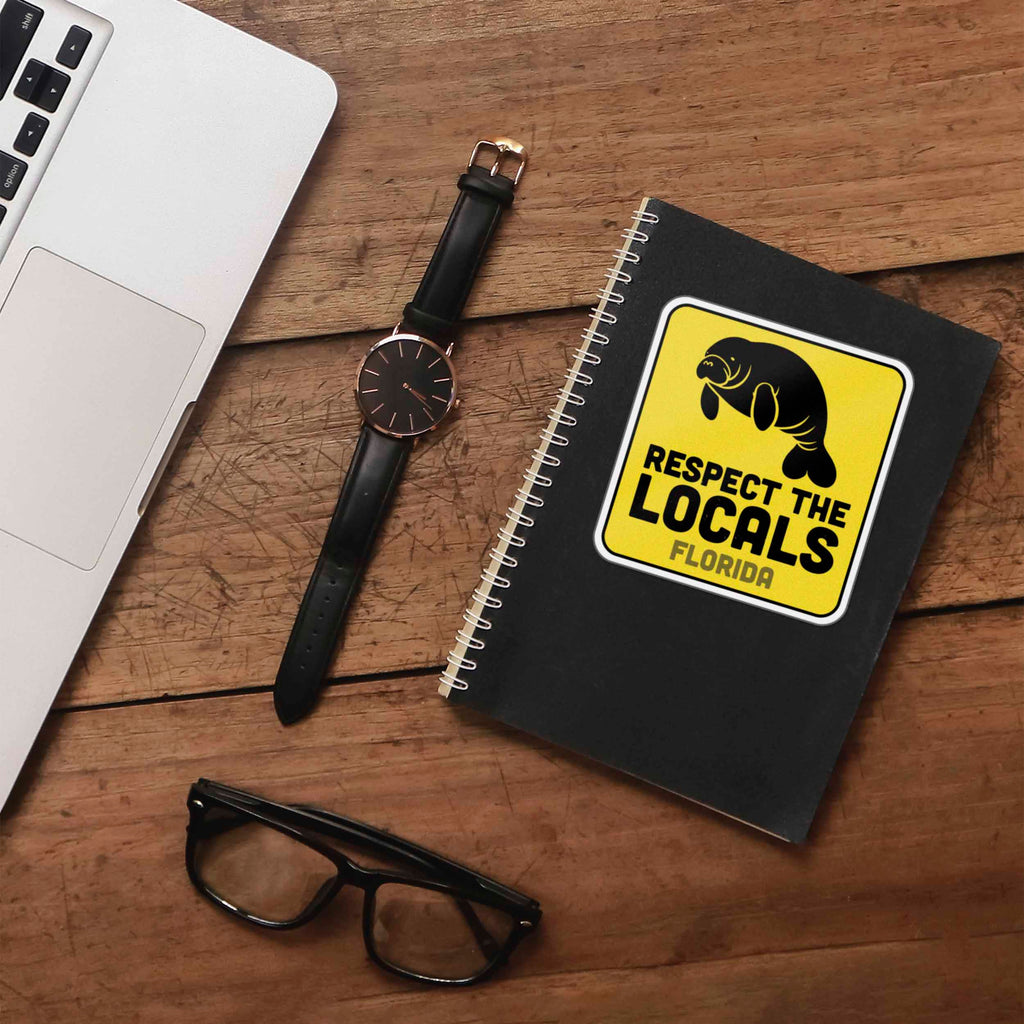 Florida Respect the Locals Manatee Sticker - Cute FL Decals