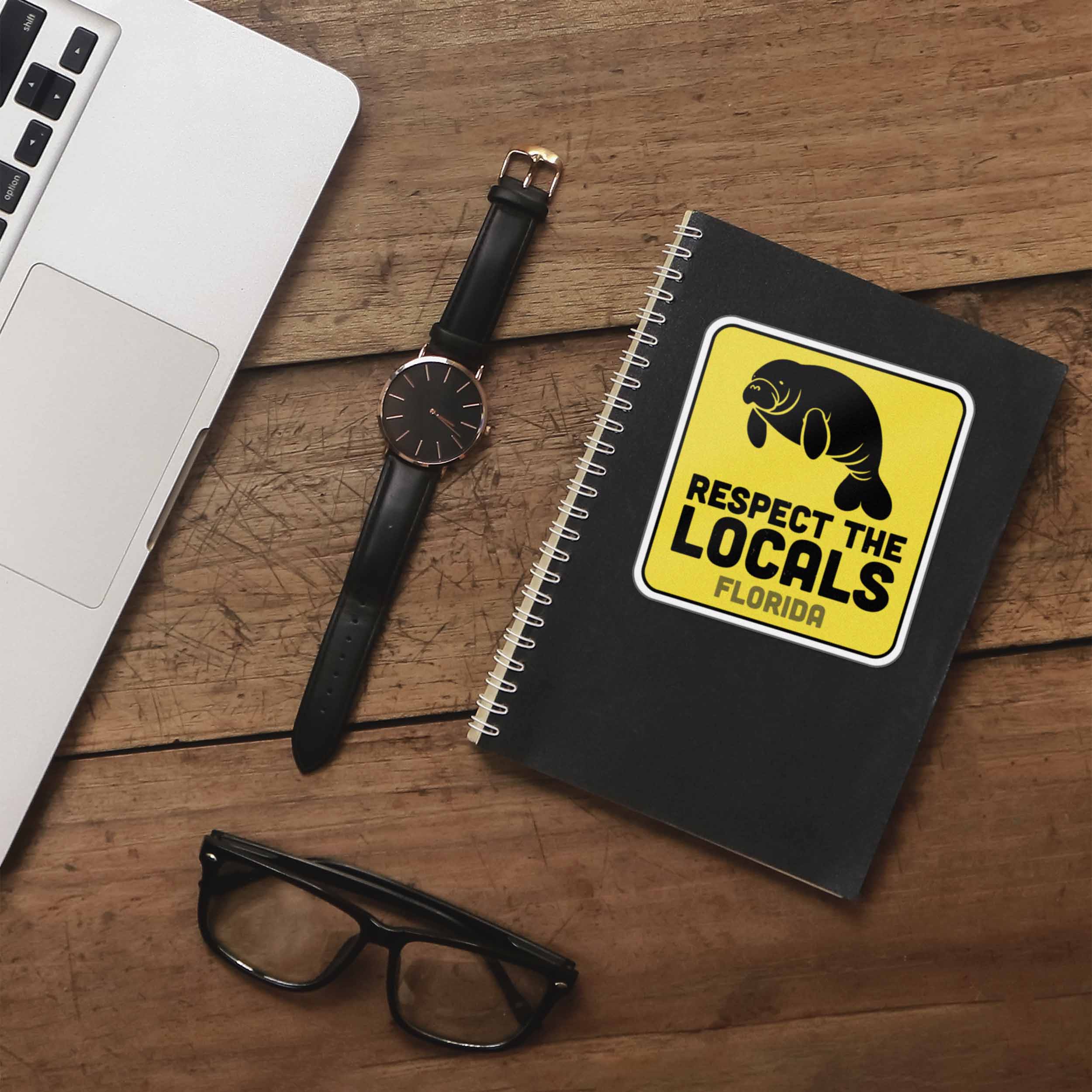 Florida Respect the Locals Manatee Sticker - Cute FL Decals