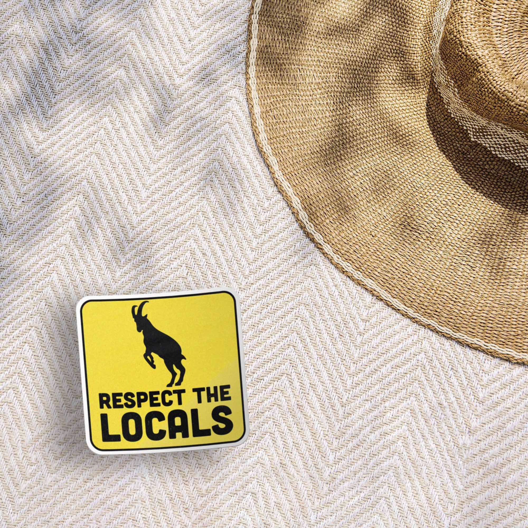 Respect the Locals Mountain Goat Sticker - Funny PNW Nature Decal