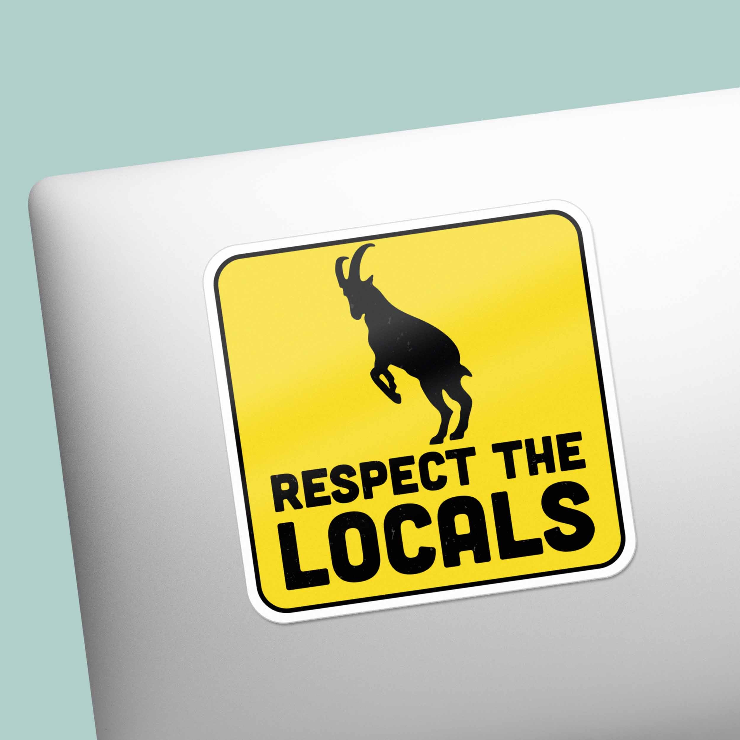 Respect the Locals Mountain Goat Sticker - Funny PNW Nature Decal