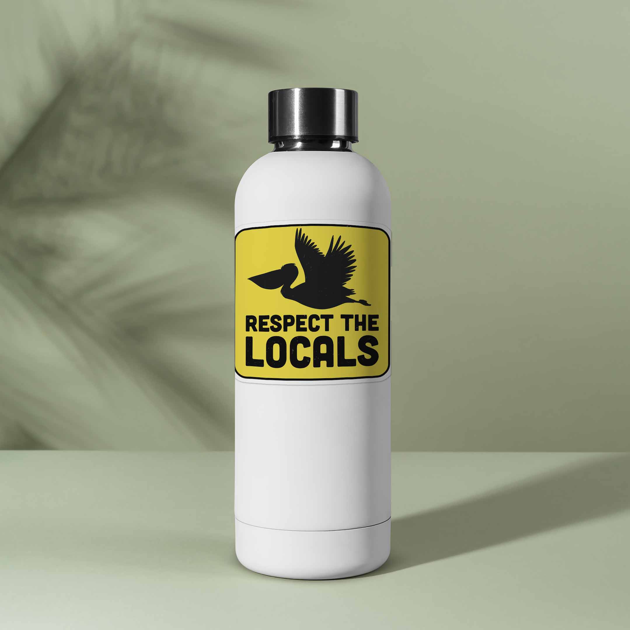 Respect the Locals Pelican Sticker - Funny Beach Bird Decal