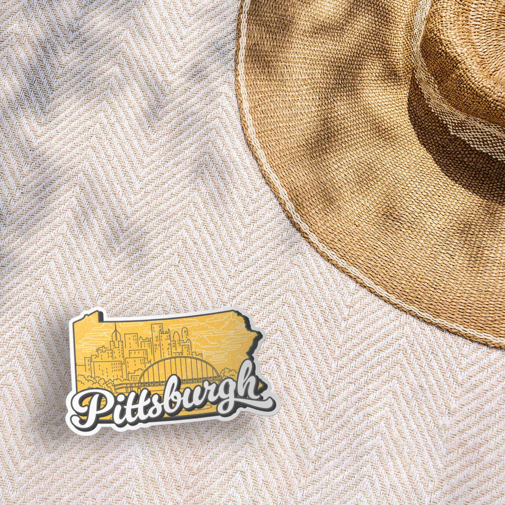Retro Pittsburgh PA Map Sticker - PGH Pennsylvania Decal