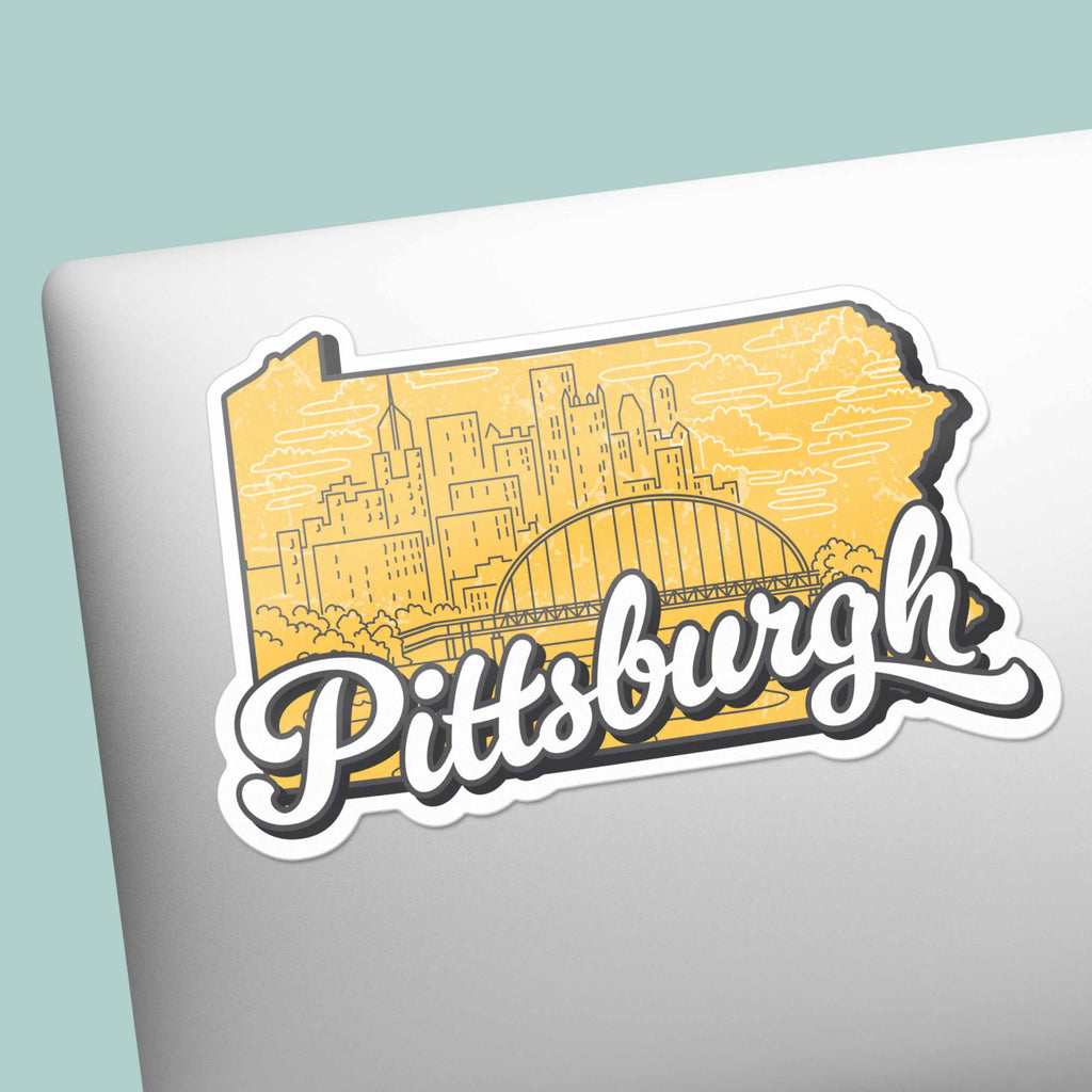 Retro Pittsburgh PA Map Sticker - PGH Pennsylvania Decal