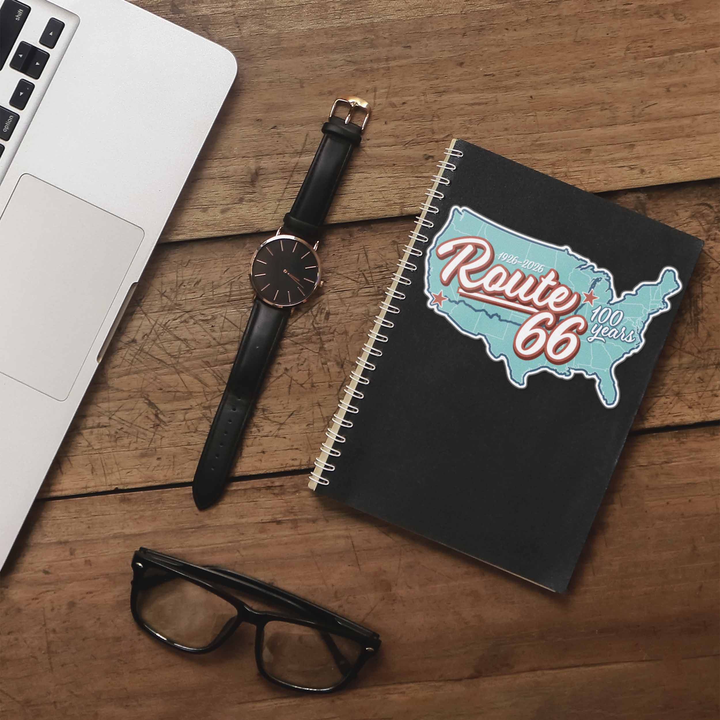 100th Anniversary Route 66 Sticker - Retro USA Road Map