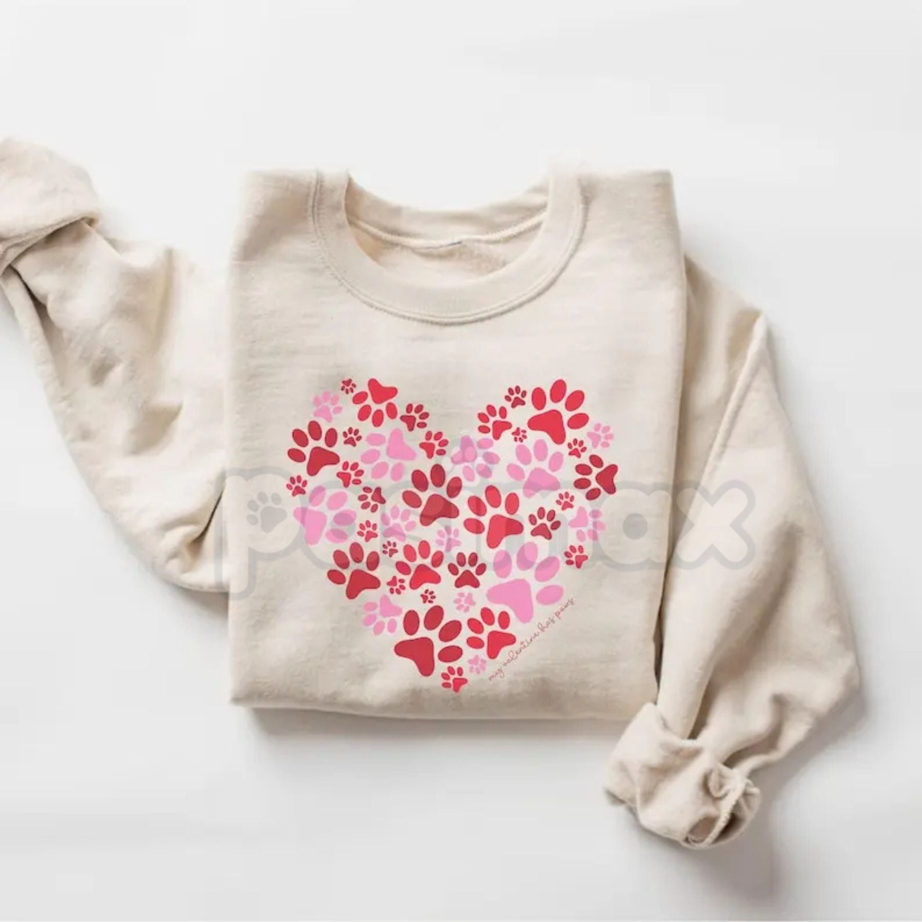 Retro Paw Heart Valentines Sweatshirt | Colorful Pet Lover Heart Shirt | Hand Drawn Dog Mom V-Day Crewneck | Y2K Aesthetic Pet Mama Jumper | Funky Paw Print Valentine Pullover