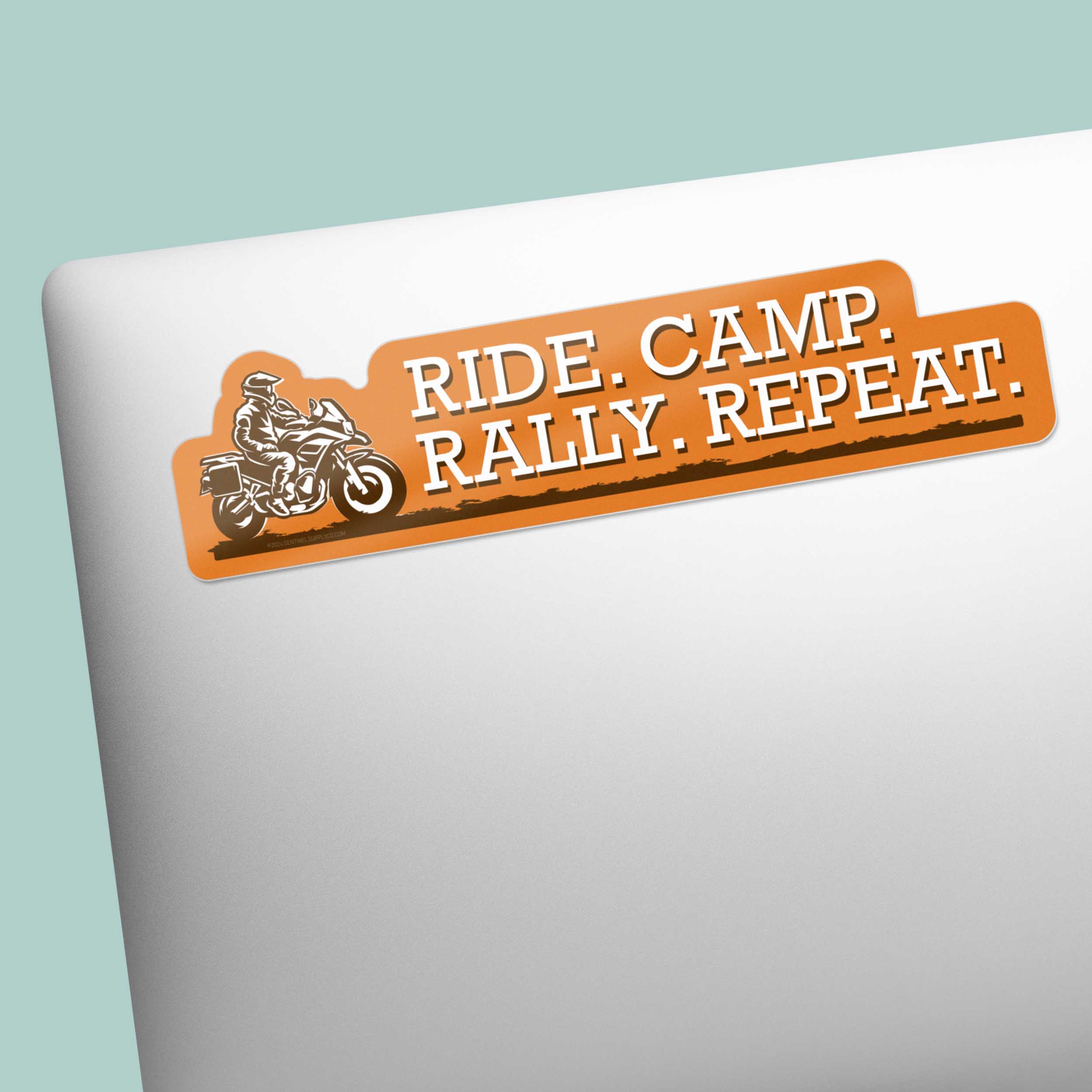 Ride. Camp. Rally. Repeat. Adventure Motorcycle Sticker