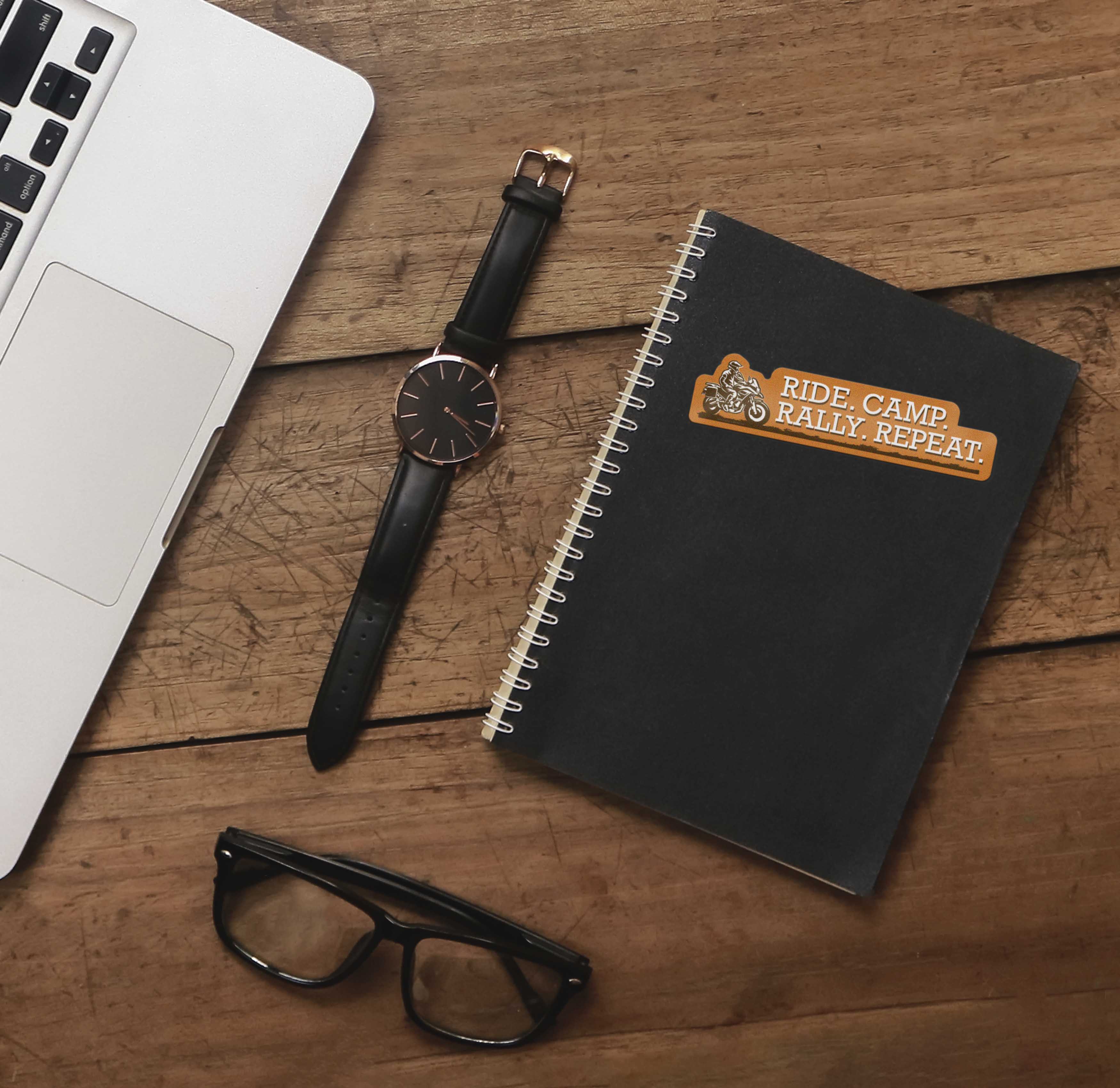 Ride. Camp. Rally. Repeat. Adventure Motorcycle Sticker
