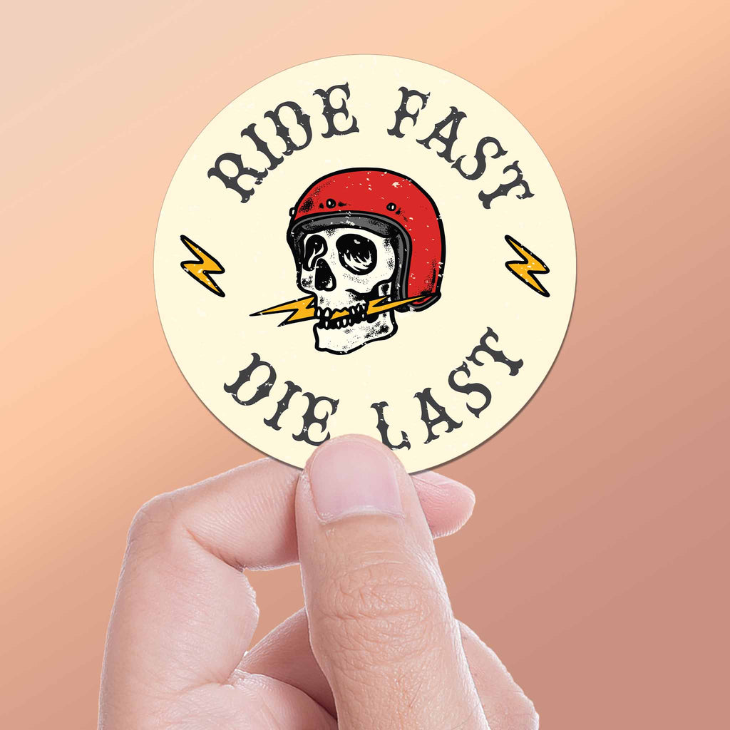 Ride Fast, Die Last Classic Motorcycle Helmet Sticker