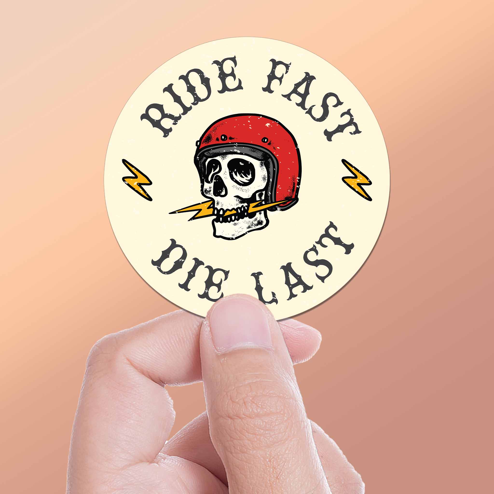 Ride Fast, Die Last Classic Motorcycle Helmet Sticker