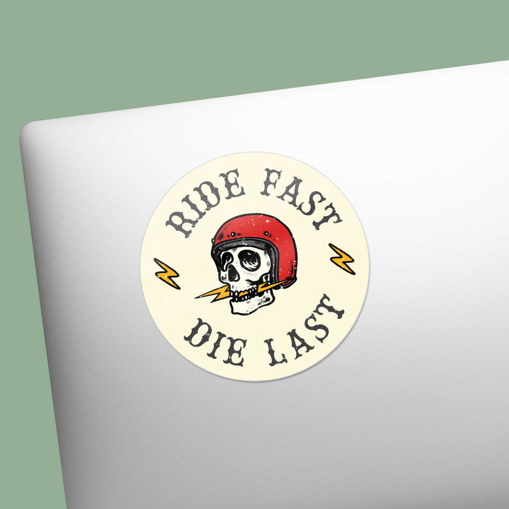 Ride Fast, Die Last Classic Motorcycle Helmet Sticker