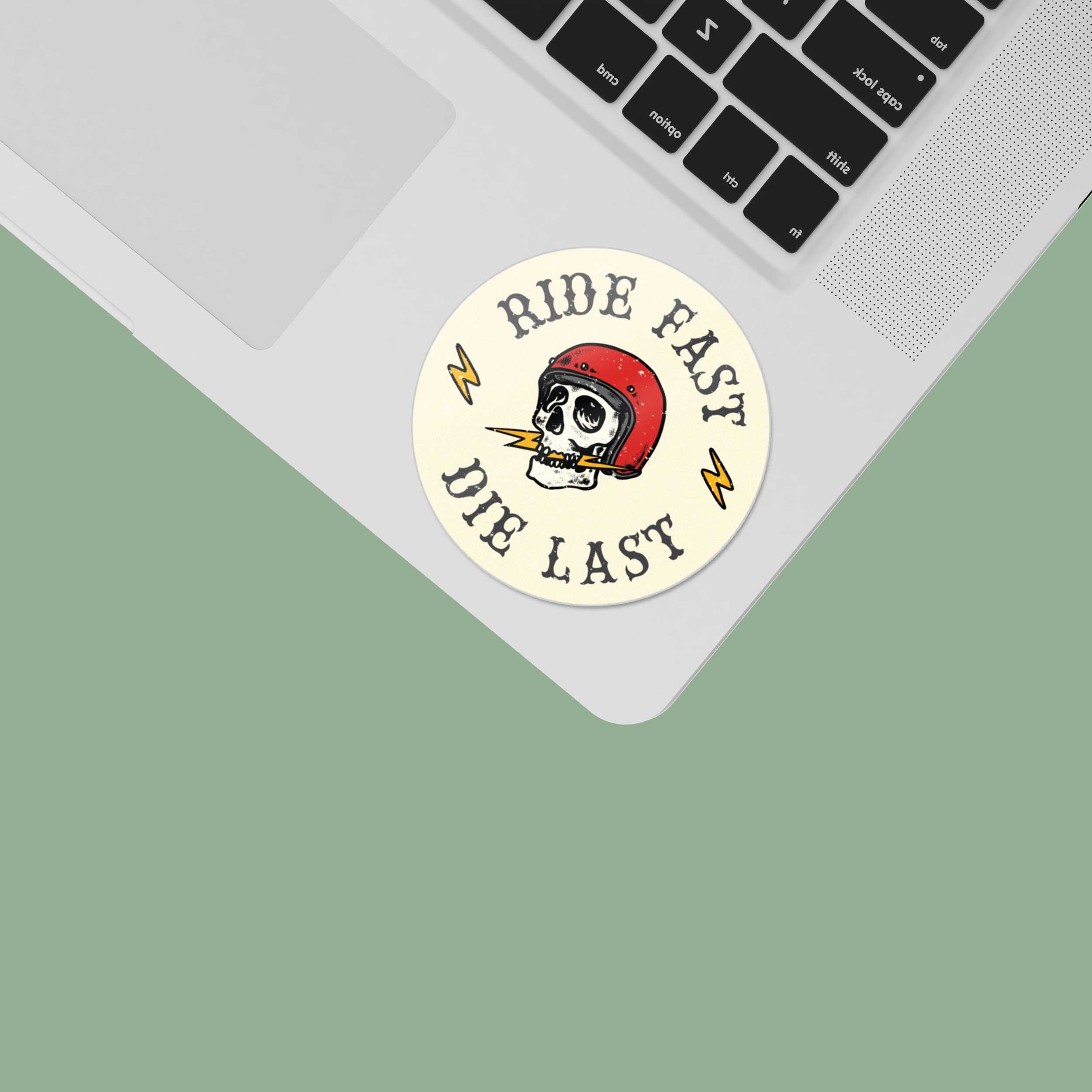 Ride Fast, Die Last Classic Motorcycle Helmet Sticker