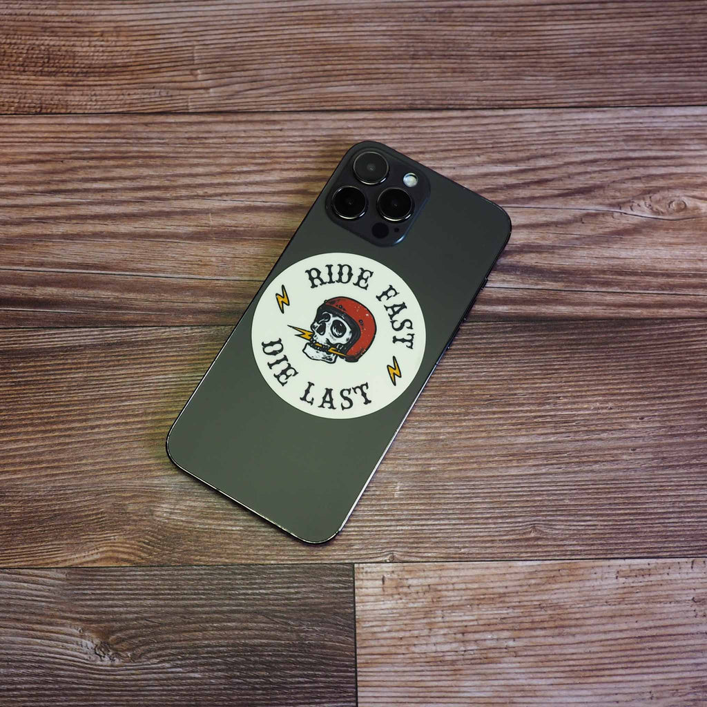 Ride Fast, Die Last Classic Motorcycle Helmet Sticker