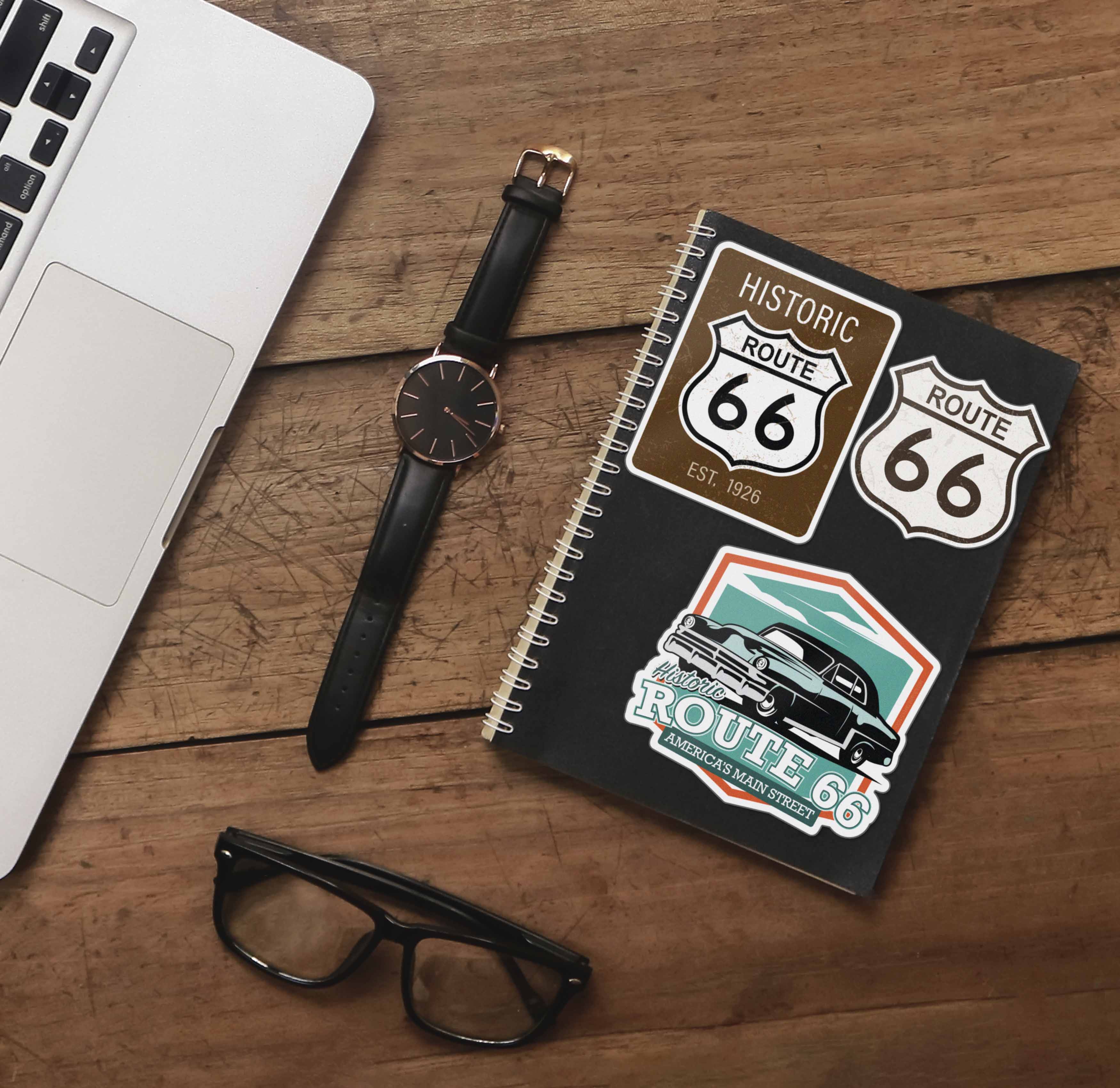 Route 66 Brown Road Sign Sticker