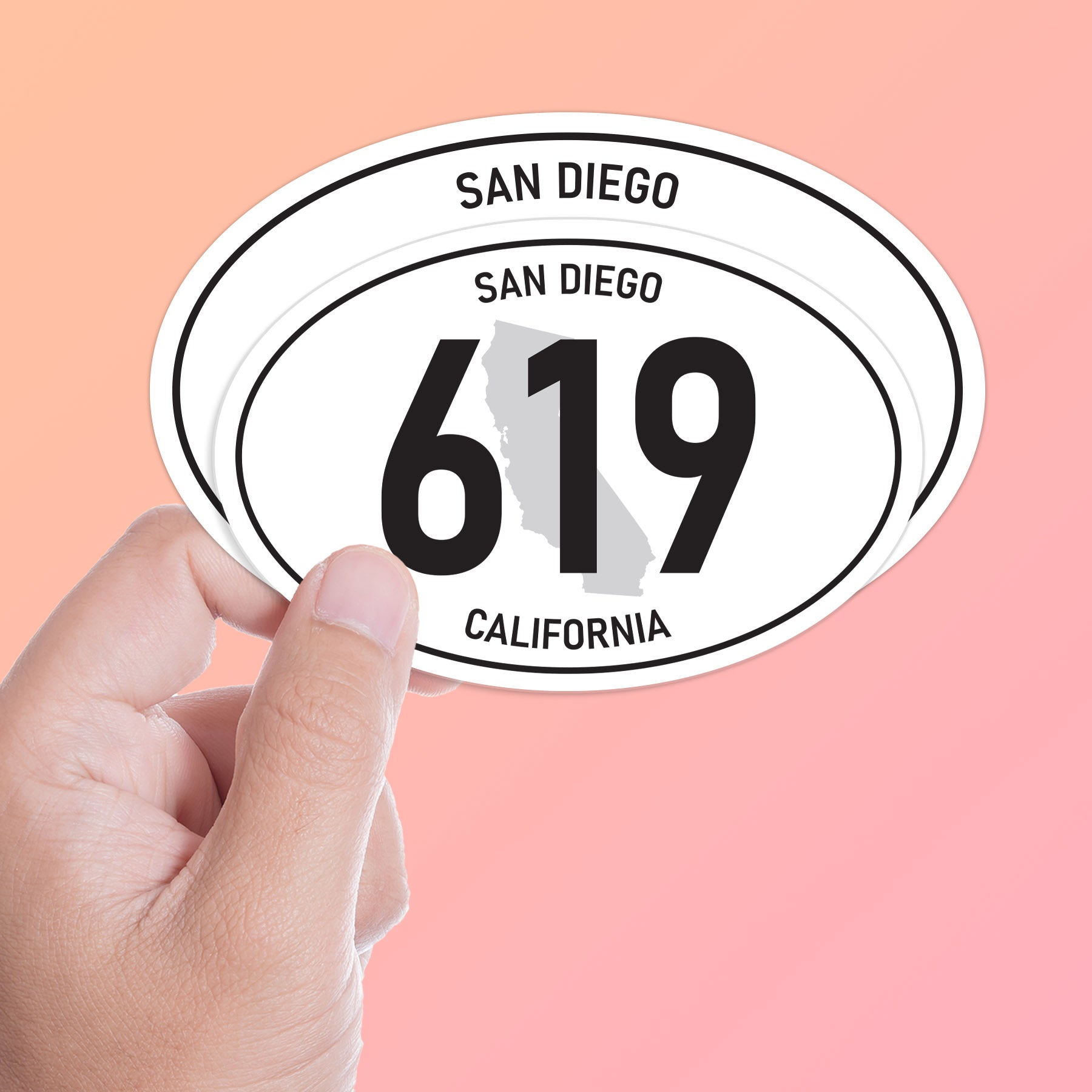 White Oval 619 Area Code San Diego Sticker