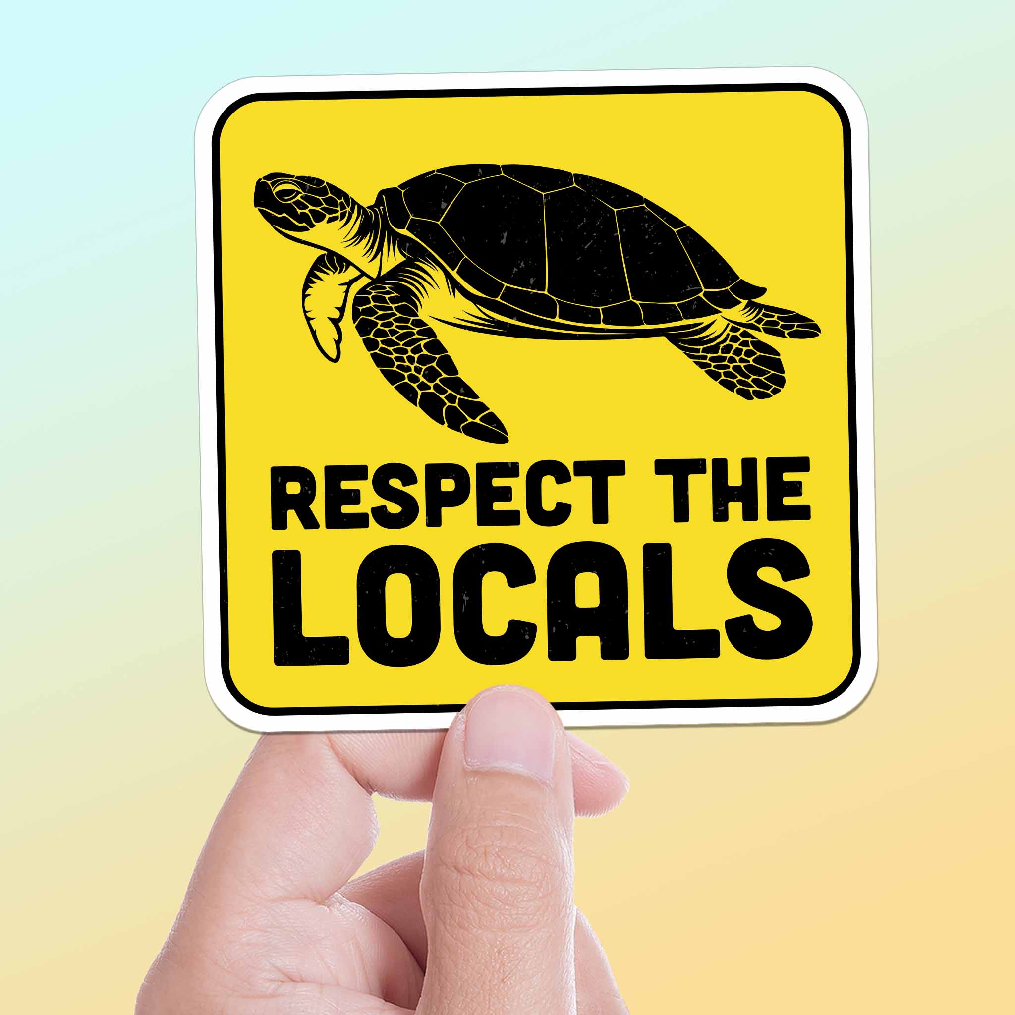 Respect the Locals Sea Turtle Sticker - Funny Beach Decal