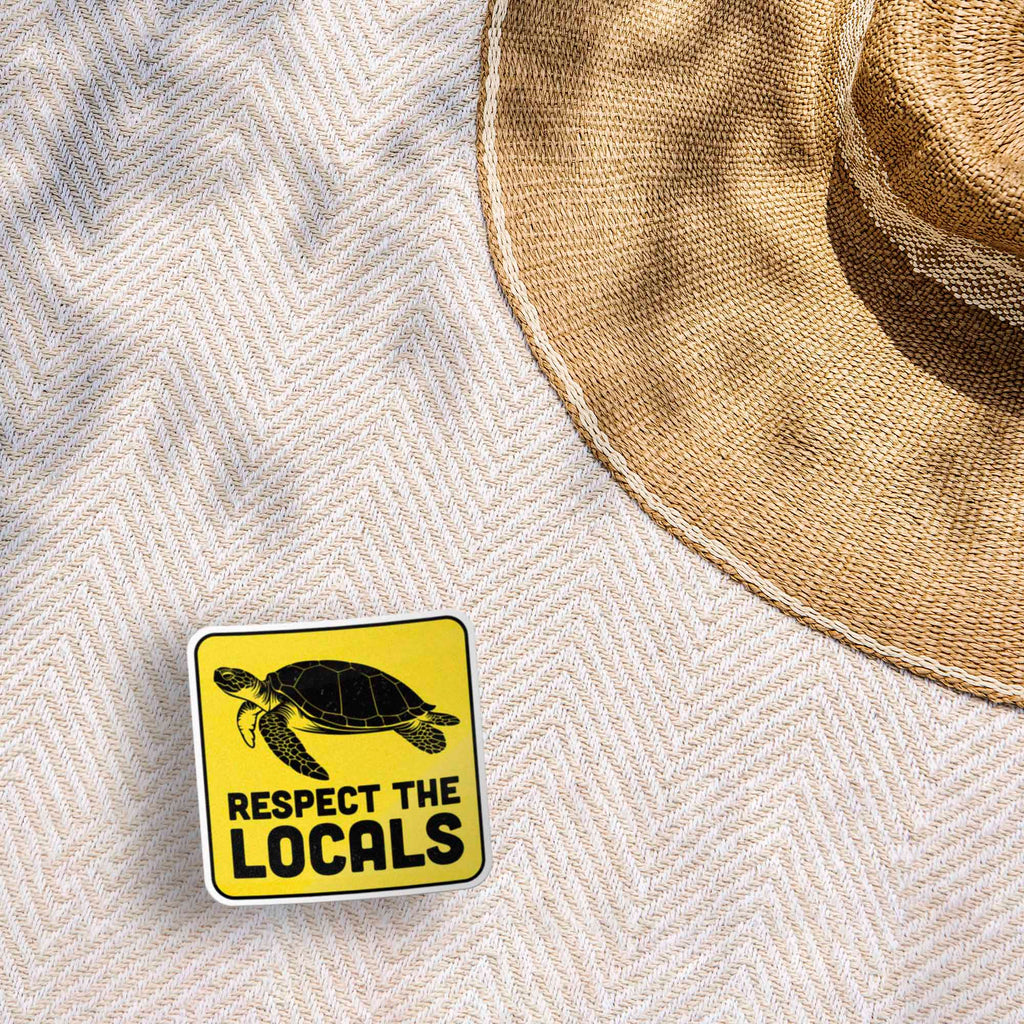 Respect the Locals Sea Turtle Sticker - Funny Beach Decal