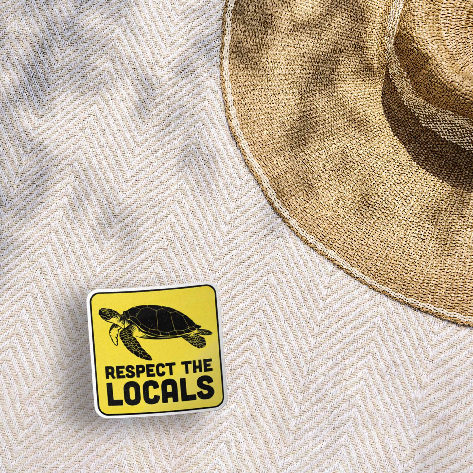 Respect the Locals Sea Turtle Sticker - Funny Beach Decal