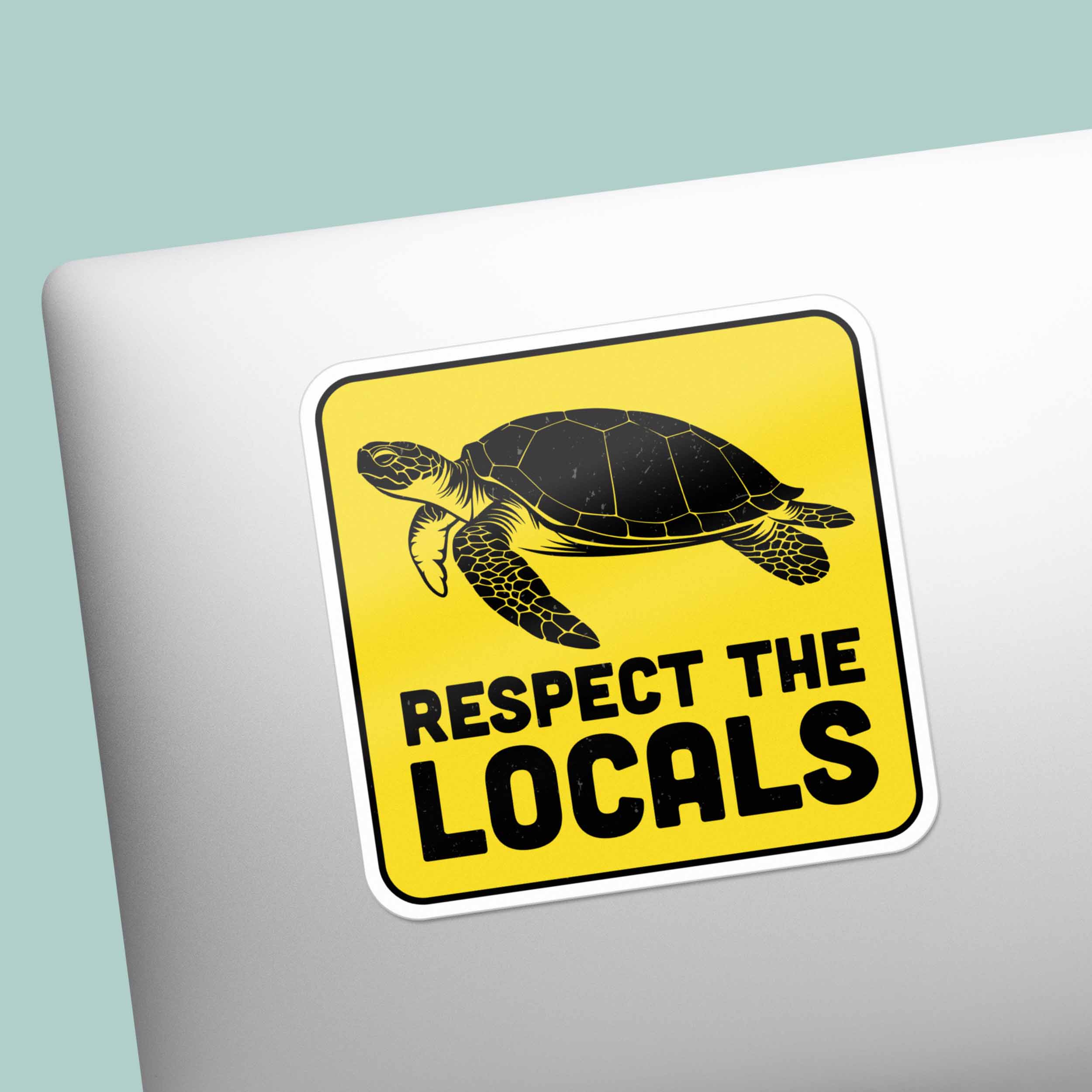 Respect the Locals Sea Turtle Sticker - Funny Beach Decal