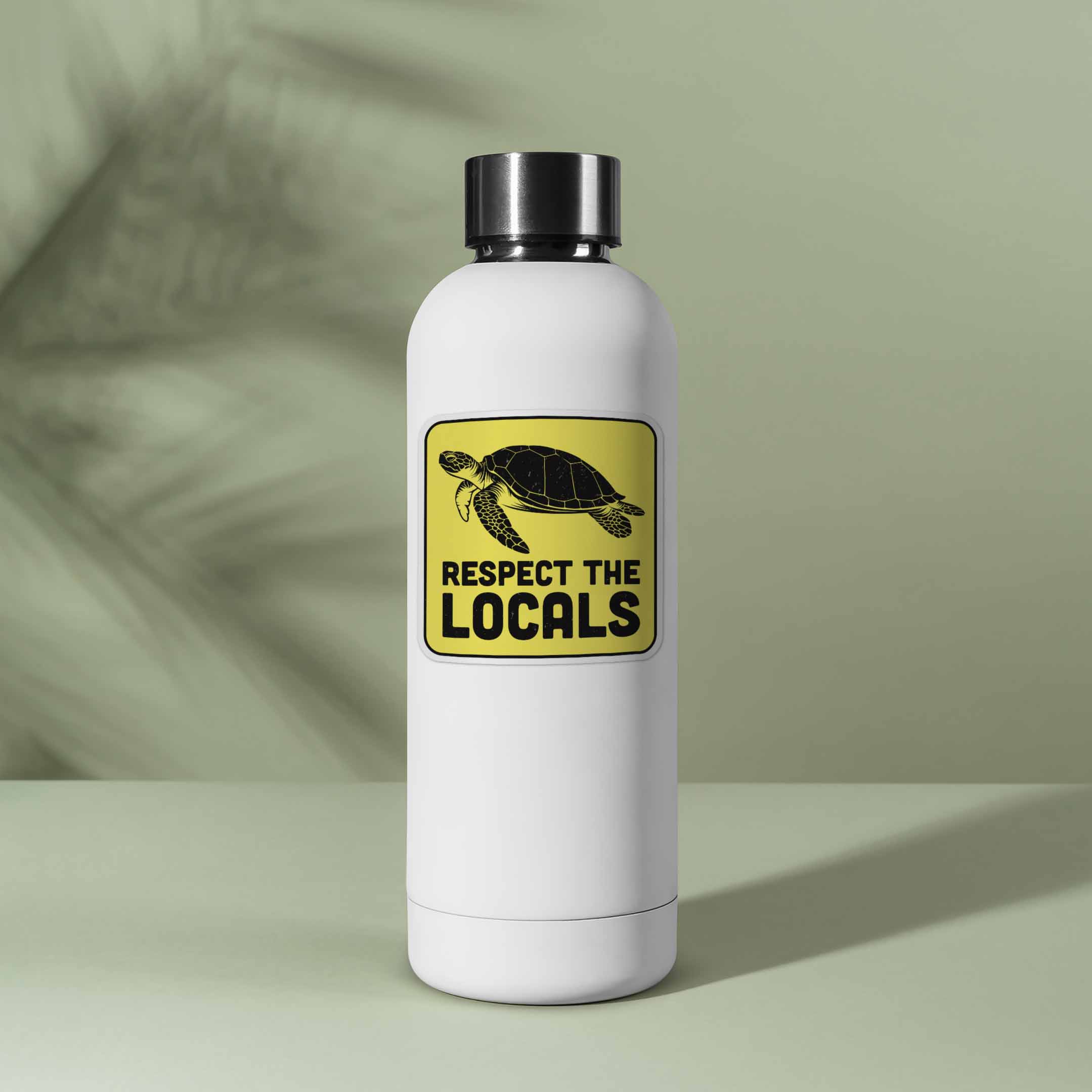 Respect the Locals Sea Turtle Sticker - Funny Beach Decal