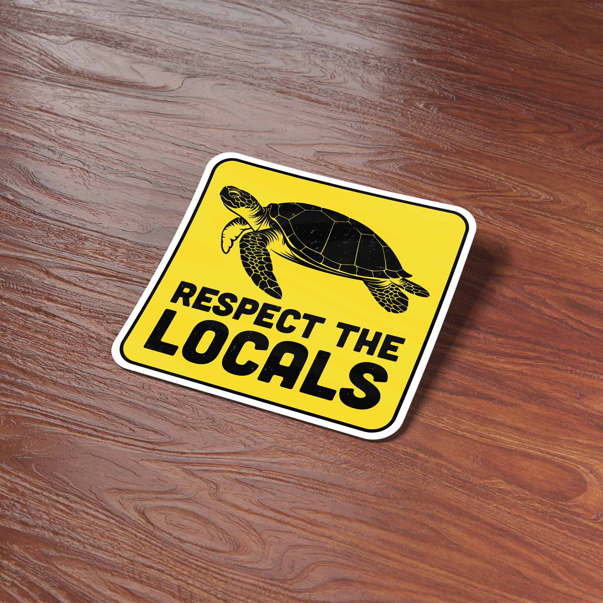 Respect the Locals Sea Turtle Sticker - Funny Beach Decal