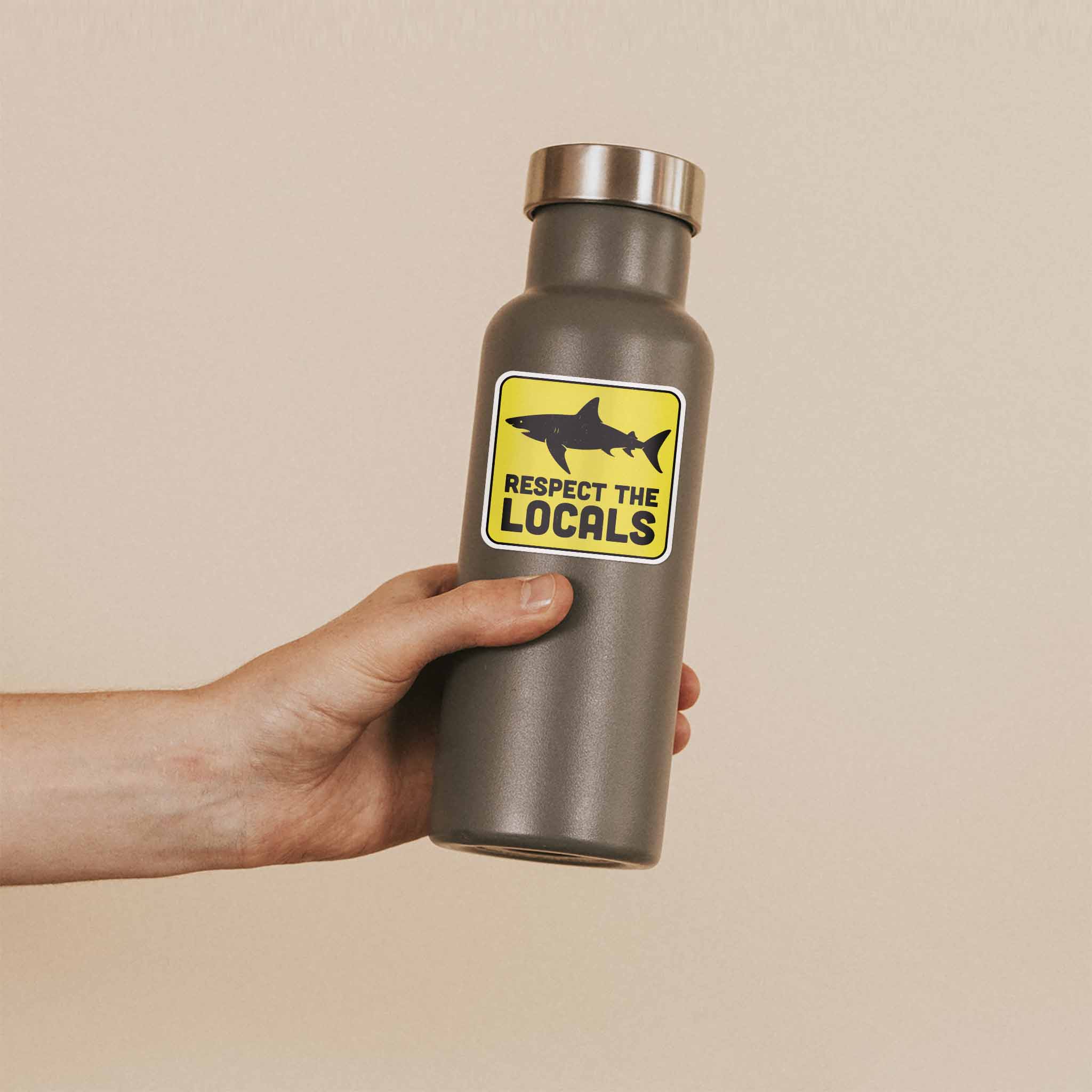 Respect the Locals Shark Sticker - Funny Beach Decal