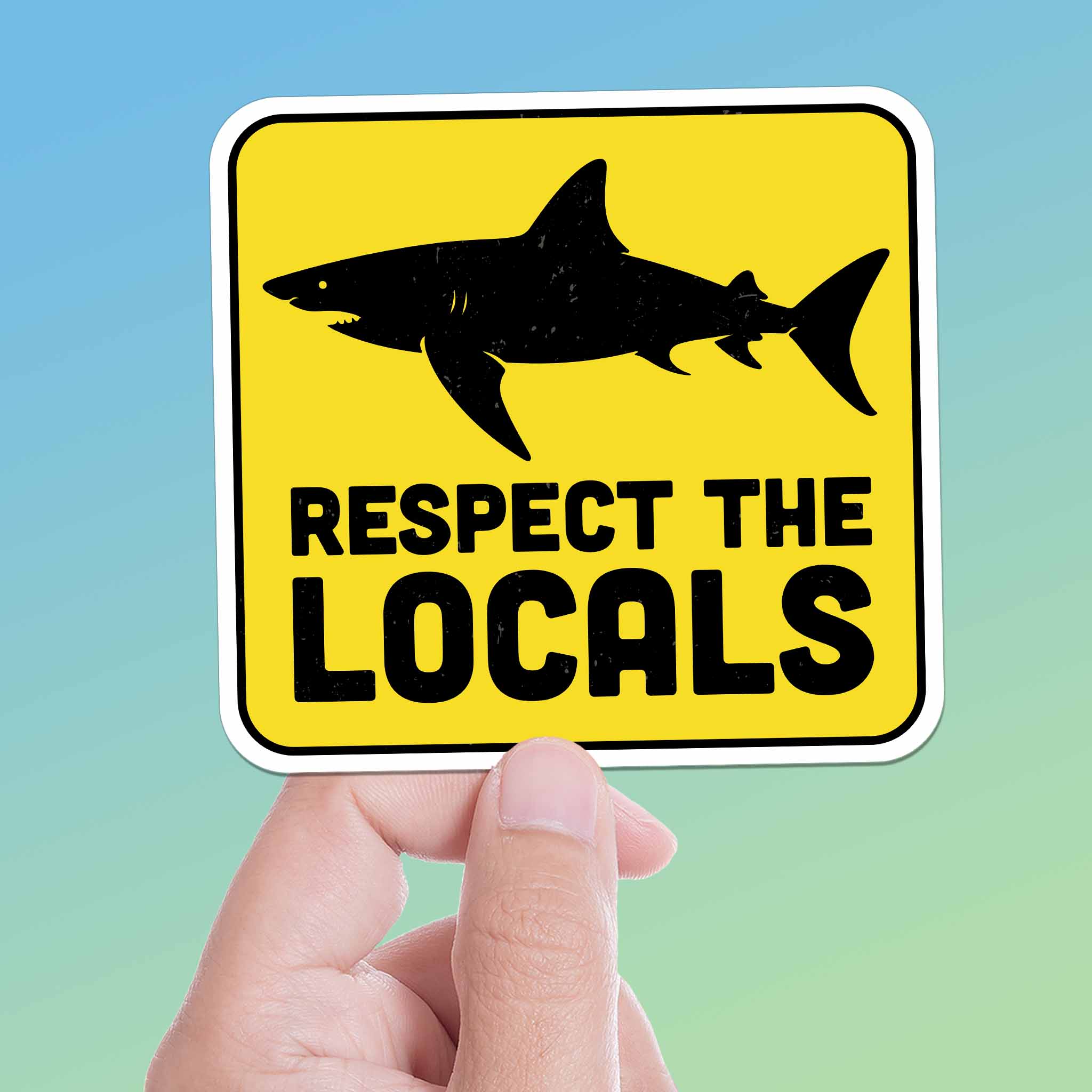 Respect the Locals Shark Sticker - Funny Beach Decal