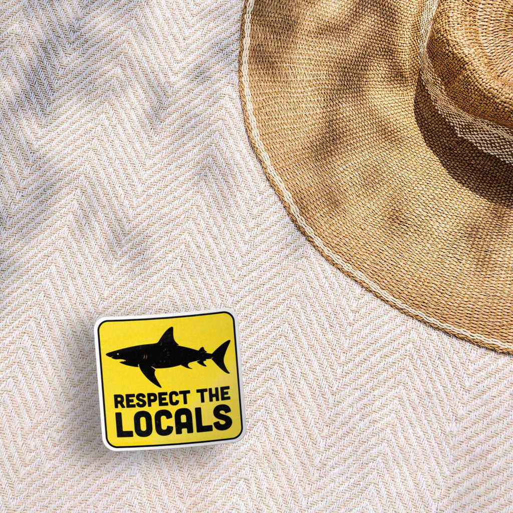 Respect the Locals Shark Sticker - Funny Beach Decal