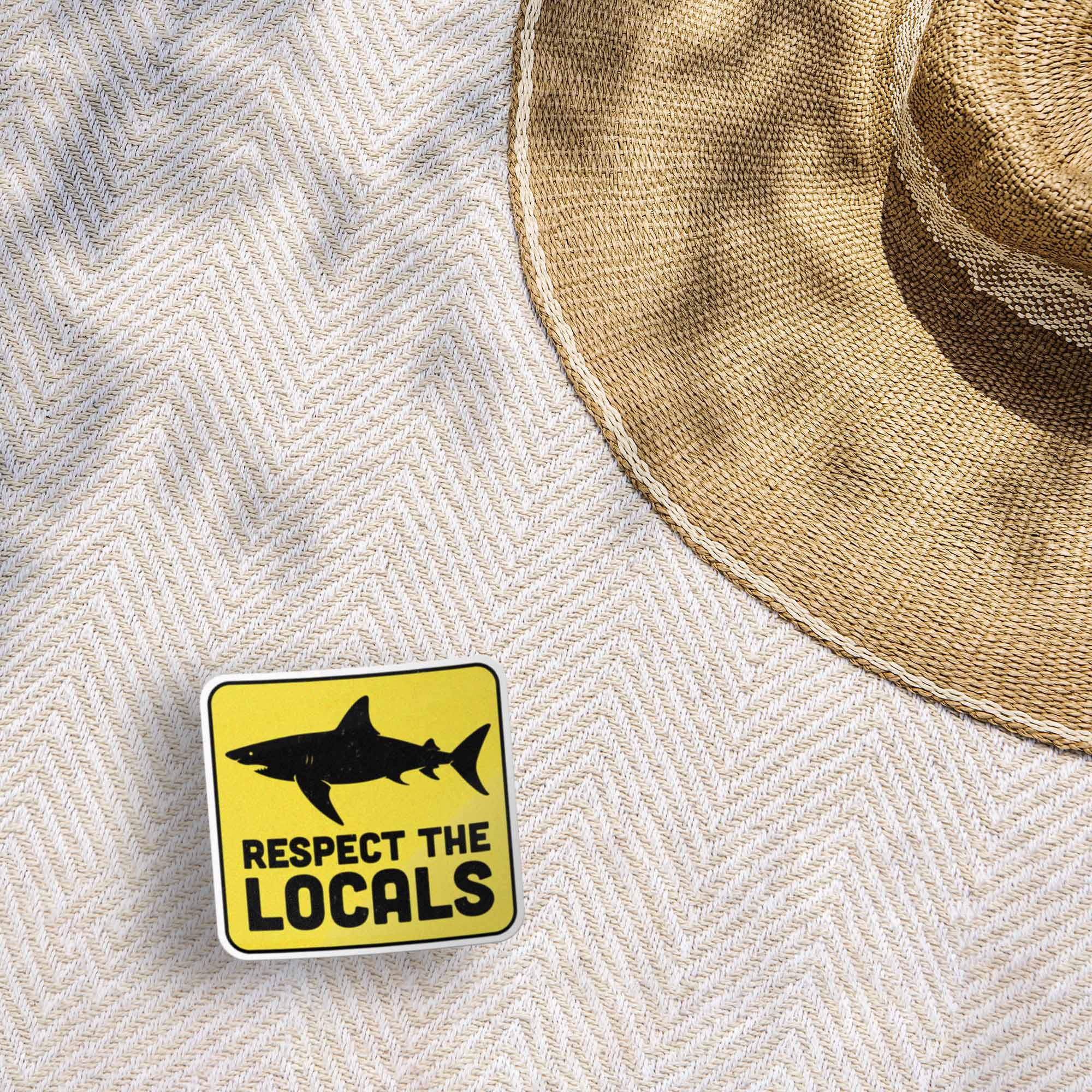 Respect the Locals Shark Sticker - Funny Beach Decal