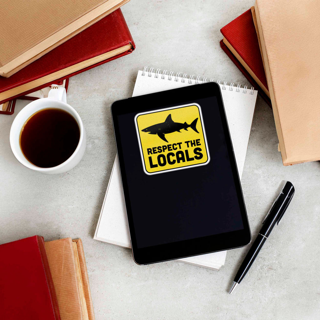 Respect the Locals Shark Sticker - Funny Beach Decal