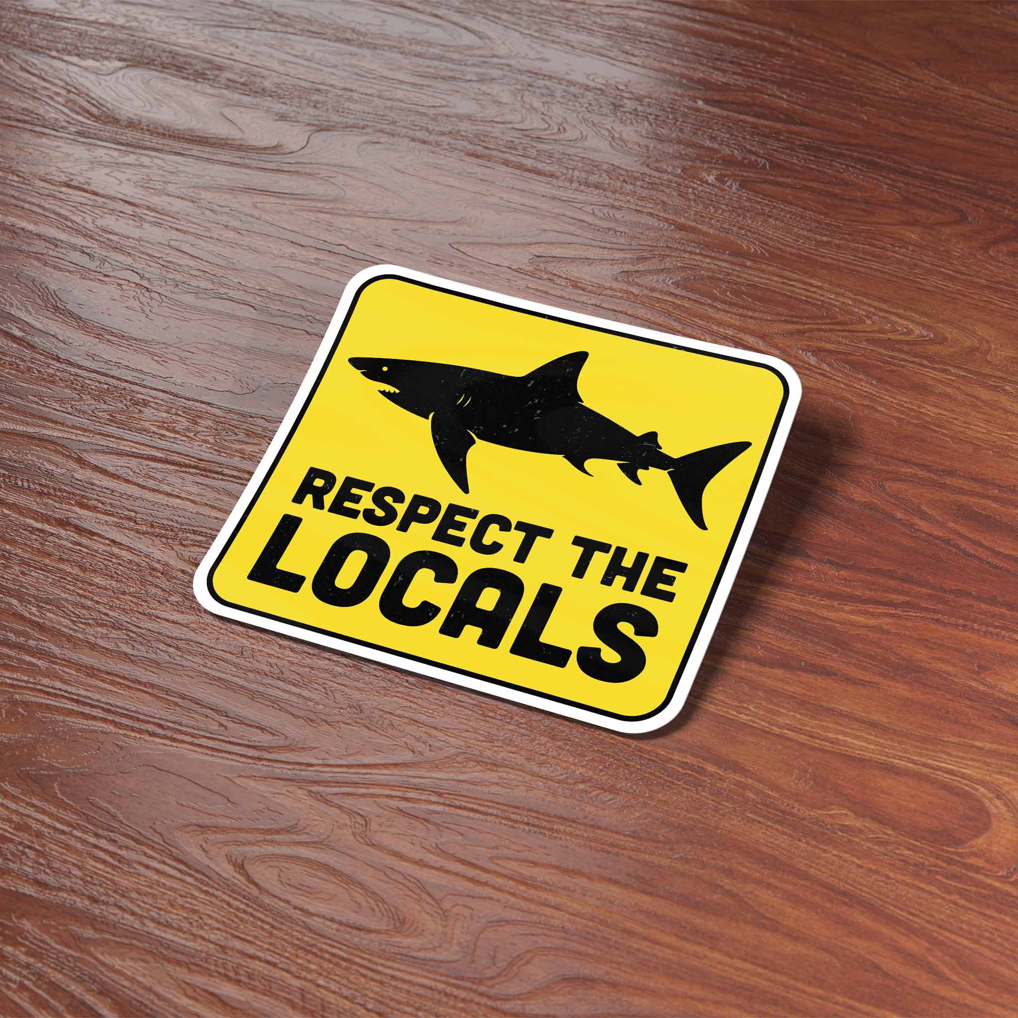 Respect the Locals Shark Sticker - Funny Beach Decal