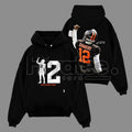 Shedeur Sanders "12 Celly" Dawg Pound Hoodie – Cleveland Football Game Day Outfit, Made in USA Cotton Pullover